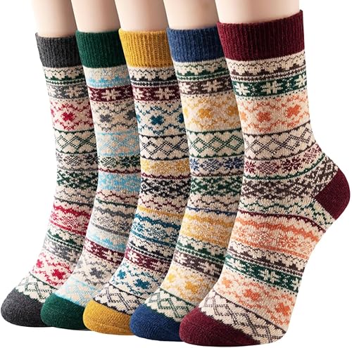Clothirily Wool Socks for Women, Vintage Womens Wool Socks, Winter Warm Boot Sock for Women Men, Thick Winter Cozy Sock