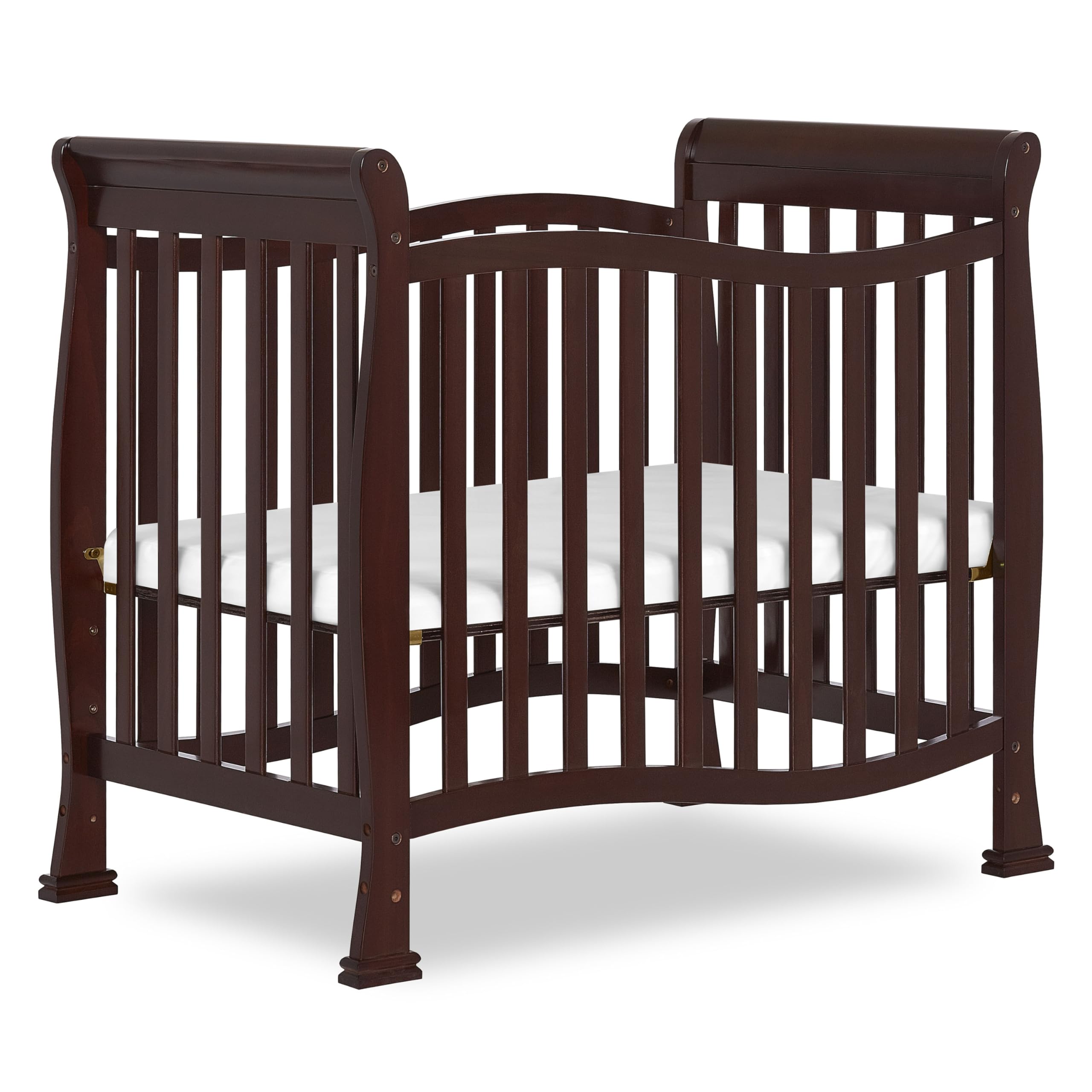 Dream On Me Violet 4-in-1 Convertible Mini Baby Crib & Changer & Storage in Espresso, Pinewood, GreenGuard Gold & JPMA, 1” Mattress Pad, 3 Mattress Heights, Converts to Mini Day & Twin-Size Bed