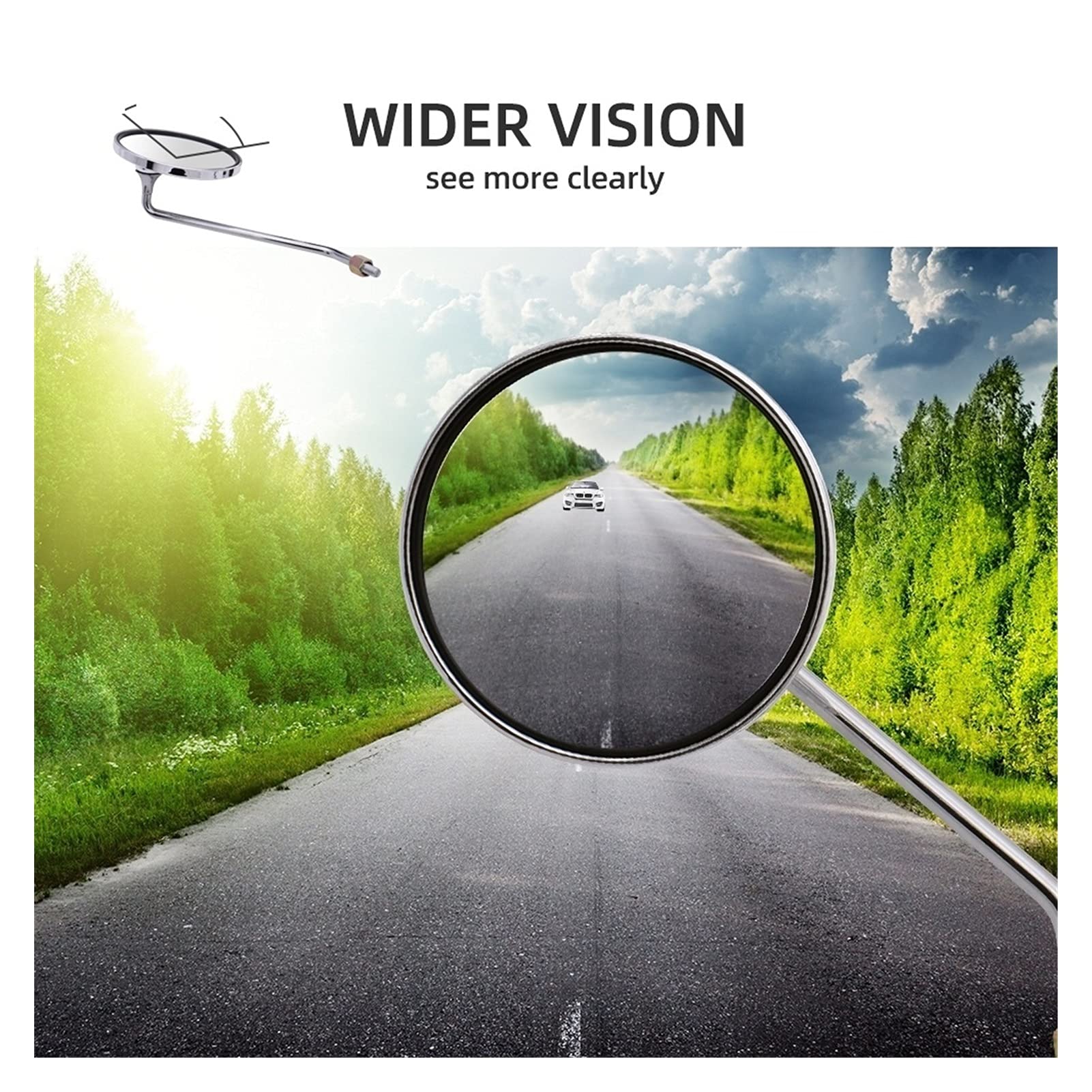 Motocykl Lusterko Wsteczne Elektryczne Lusterka Rowerowe Motorower Lusterko Boczne Okrągłe 8mm 10mmm 10mm Akcesoria (Kolor : Silver)
