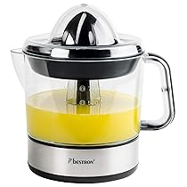 Bestron Spremiagrumi elettrico, Spremi agrumi elettronico con 2 coni di spremitura e coperchio per aromi, motore con due sensi di rotazione (sinistra, destra), capacità: 0,7 litri, 40 watt, argento