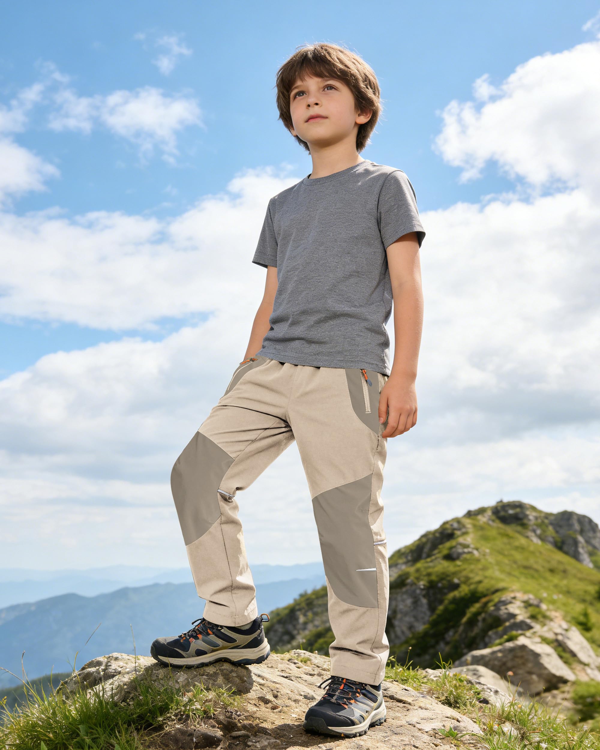 Wanderhose Kinder Sommer Wasserdicht Outdoorhose Jungen Arbeitshose Mädchen Trekkinghose mit Gummibund