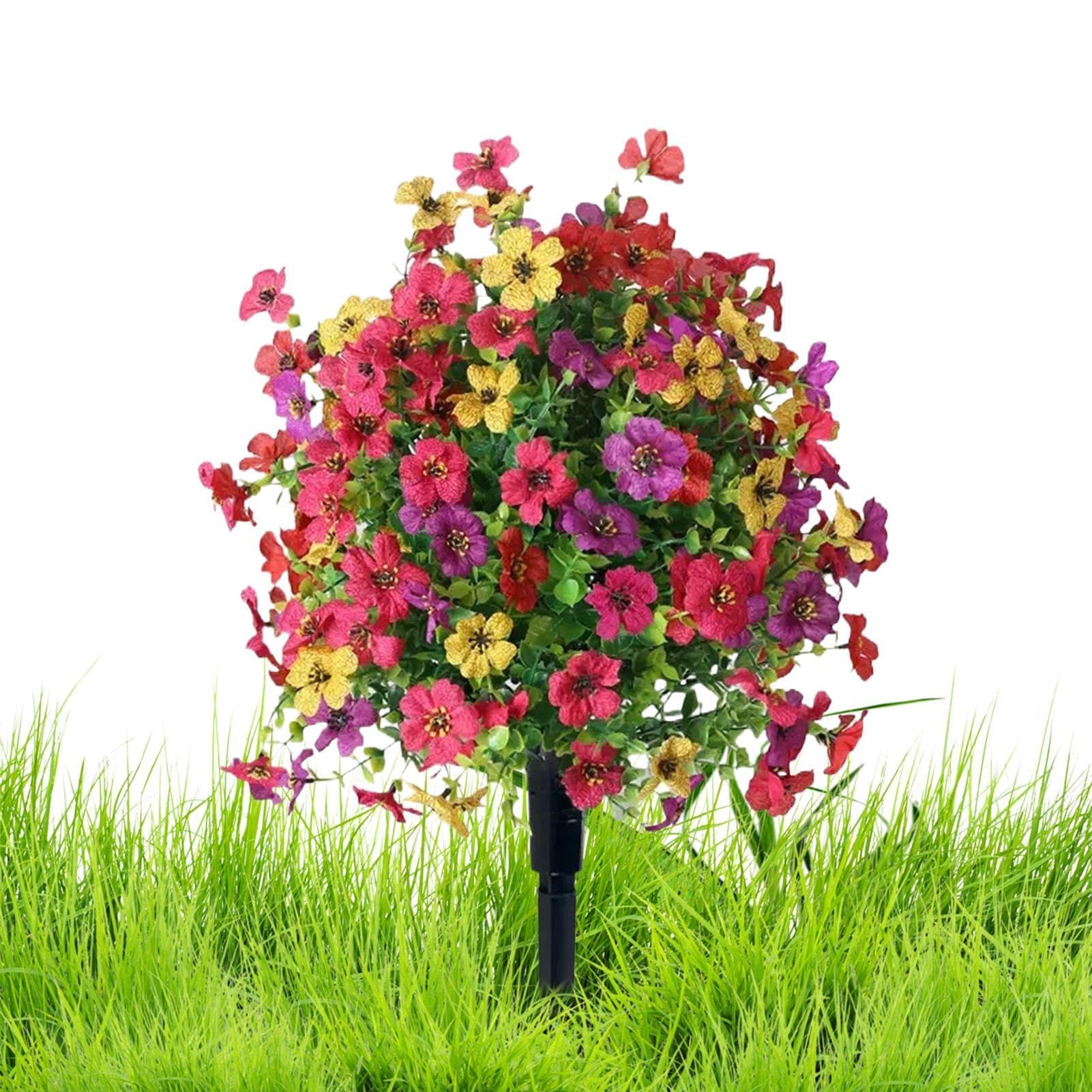 Muiltvoe Artificial Petunias with Ground Stake 15.75x15.75x23.62 in Artificial Flowers for Outdoors UV Resistant Realistic Fade & Weather Resistant Realistic Garden Decor for Garden Yard Patio Decor