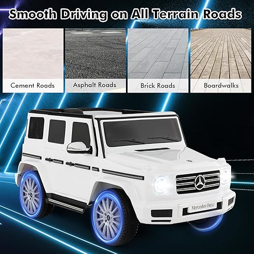 Miniatura 6 de HONEY JOY Mercedes Benz G500 con licencia de 12 V, camión de paseo a batería con control remoto, luces, música, modo oscilante, arranque lento,