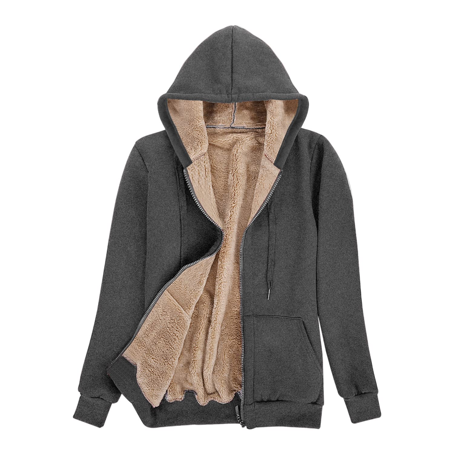 Niwicee Felpe con Cappuccio Donna Pullover Addensato da Tenere al Caldo Sweatshirt Maglione Manica Lunga Cappotto Hoodie Felpa in Pile Serie Plus Pullover Cotone Zip