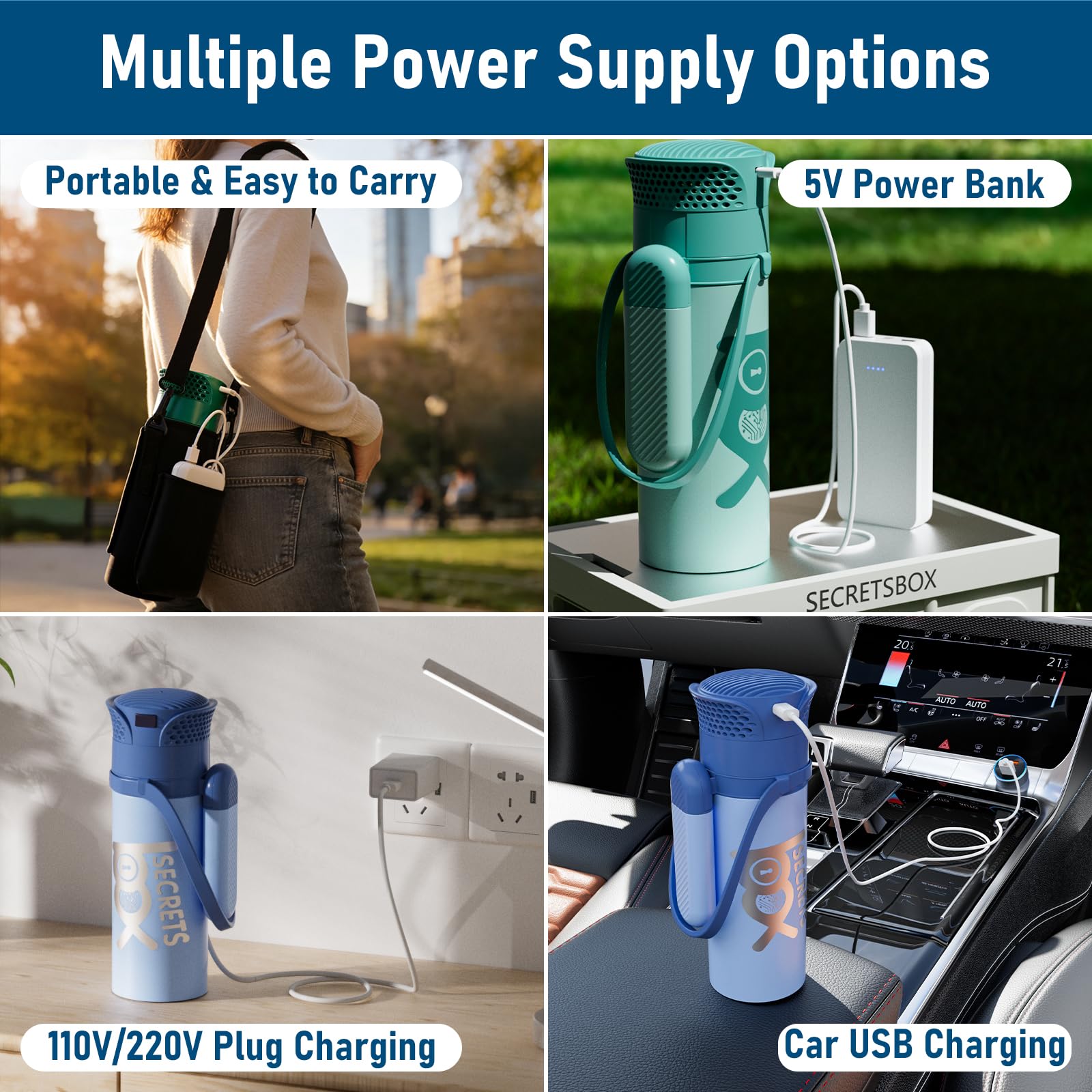 Frigo per Insulina da Viaggio, ad alta Capacità 8-9 penne, 2-8℃ USB Frigorifero per Medicinali Portatile, Borse per Insulina con 4 ghiaccio biogel, blu
