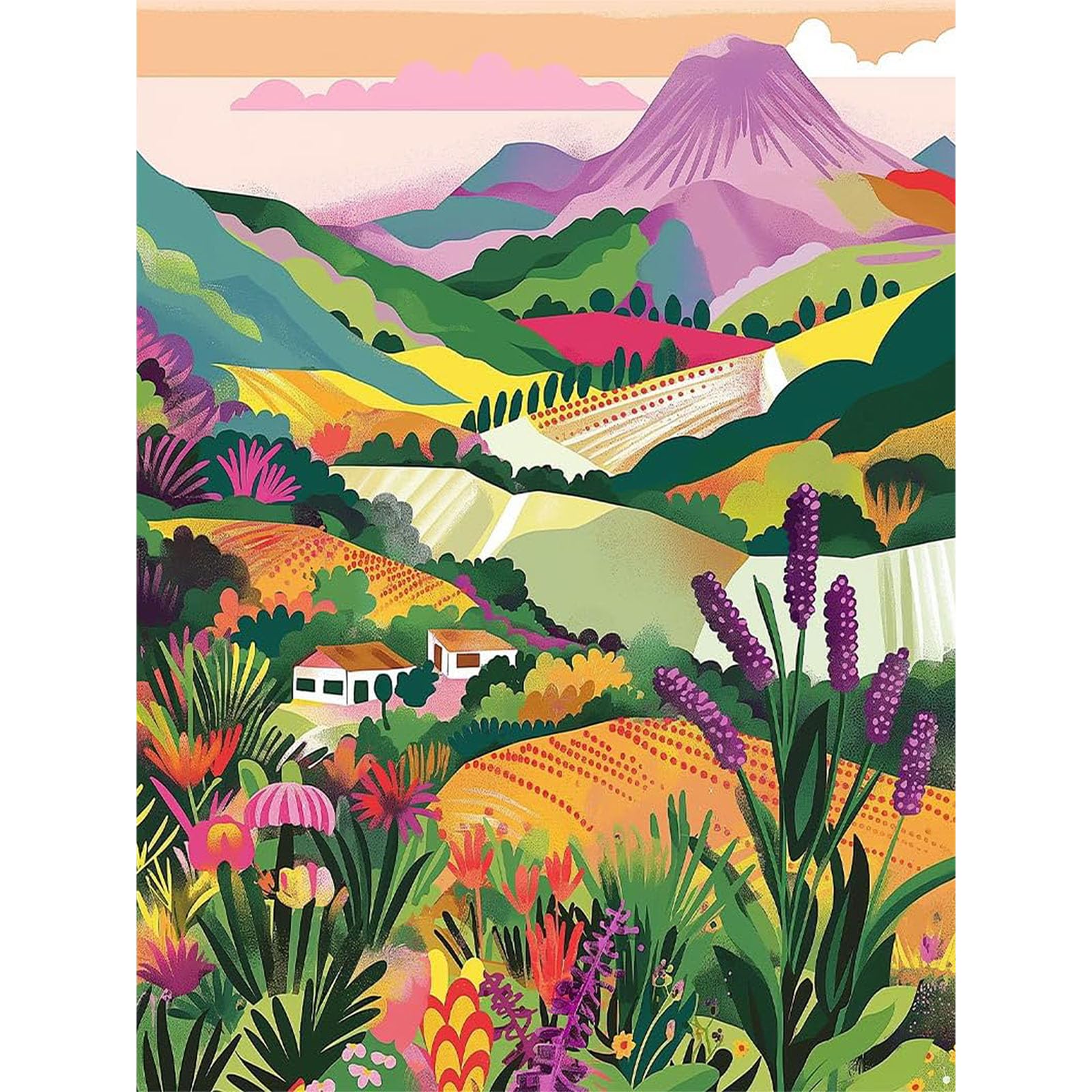 Landscape Paint by Numbers for Adults-Scenery Canvas Oil Painting Kit for Adults,DIY Craft Art Painting Kit Acrylic Pigment Drawing Paintwork for Gift Home Wall Decor 12x16inch (Without Frame)