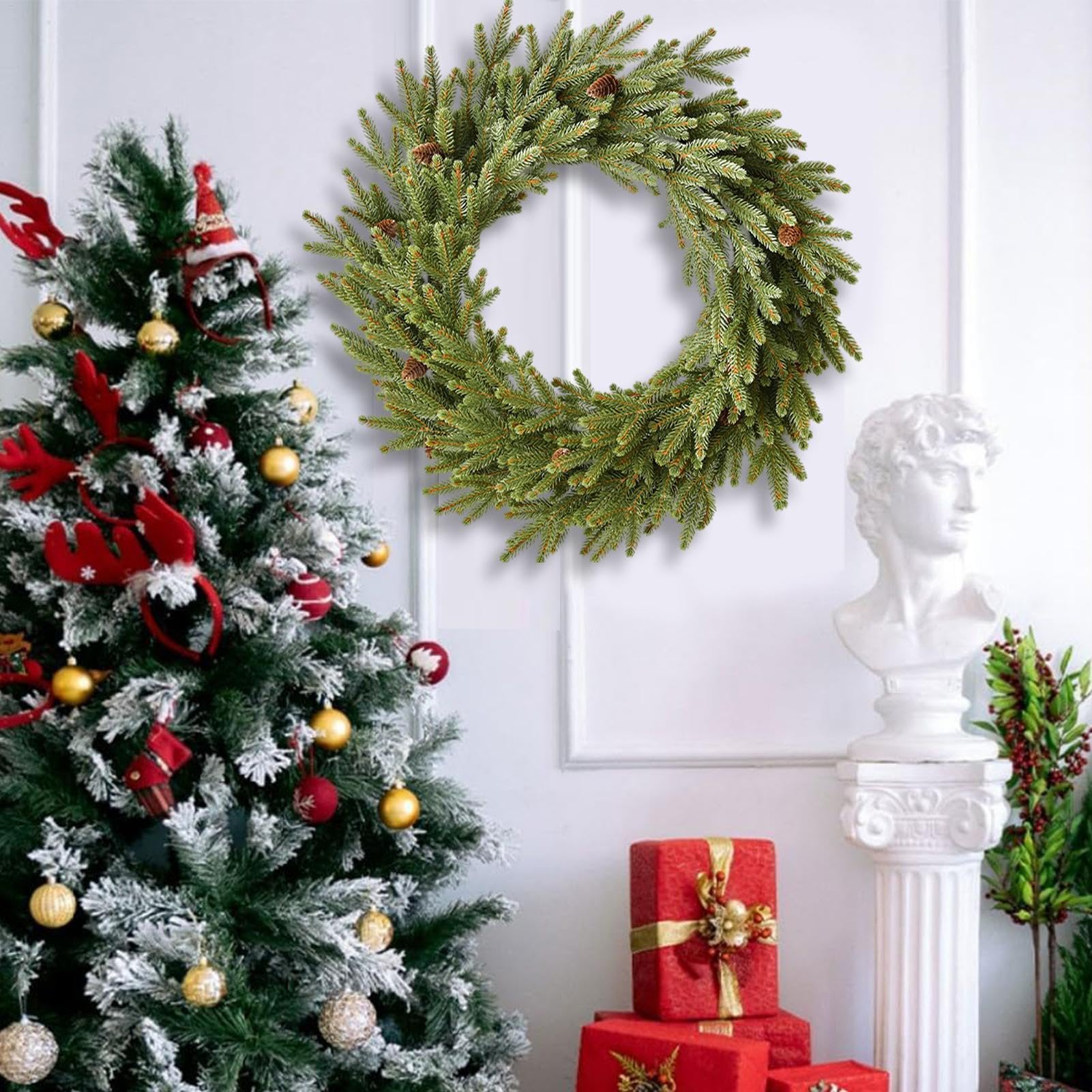Weihnachts-Türkranz 58 cm Kieferngrün Wanddekoration für die Haustür