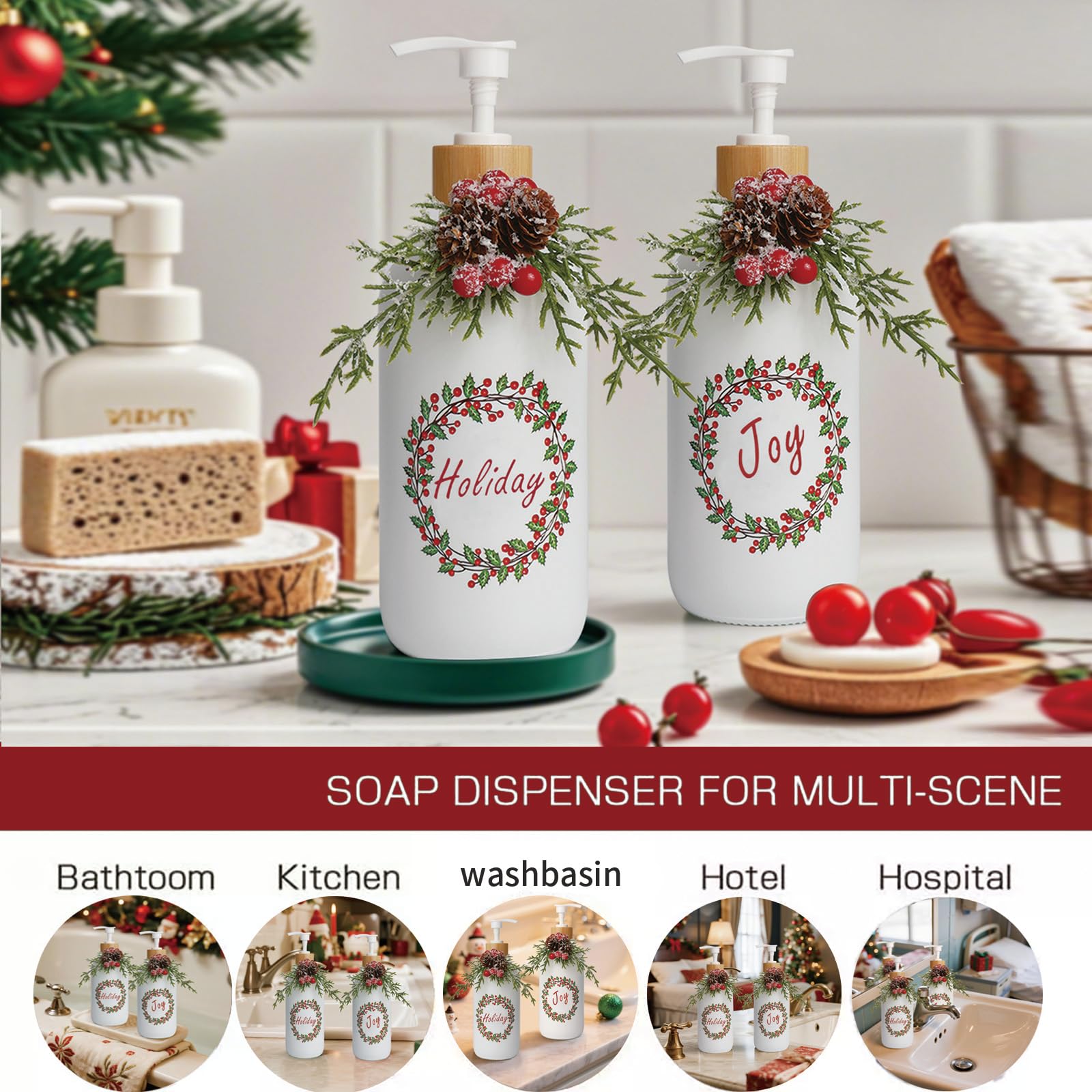 Dispensador de jabón de Navidad (paquete de 2)