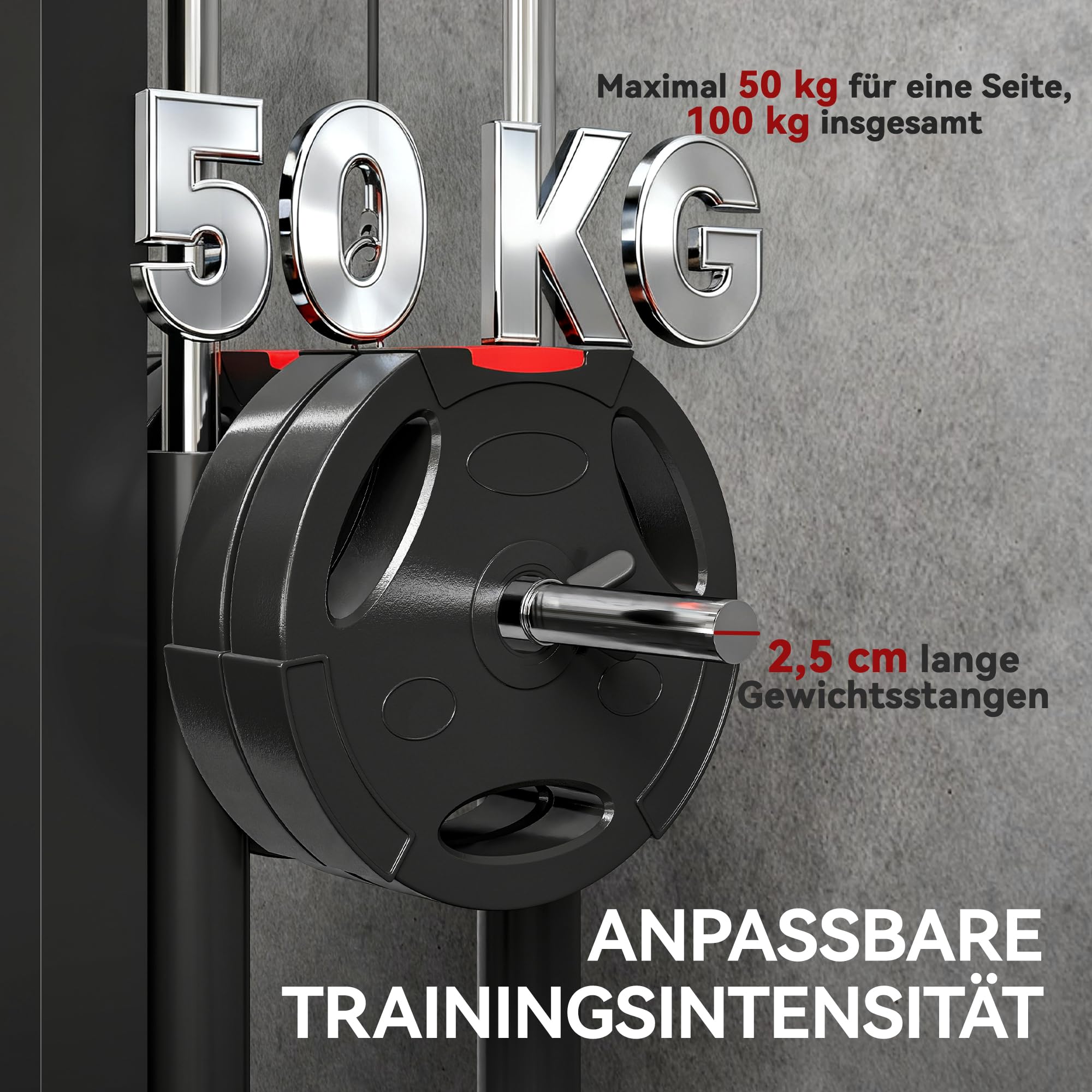 SPORTNOW Latzugstation Verstellbar zur Wandmontage Latzugturm inkl. Latzugstange Seilzug Latzugmaschine bis 120kg Belastbar Fitnessstation Kabelzugstation Latzug-Station Kraftstation für Zuhause