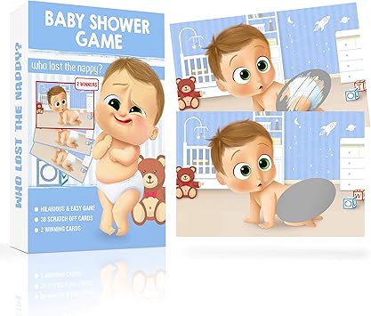 Amazon ベビーシャワーゲーム ベビーシャワー スクラッチオフ ゲーム Who Lost The Nappy 30枚の抽選券カード 勝者2枚 性別ニュートラルで面白いベビーシャワーゲーム 性別発表パーティー用品 パーティーグッズ おもちゃ