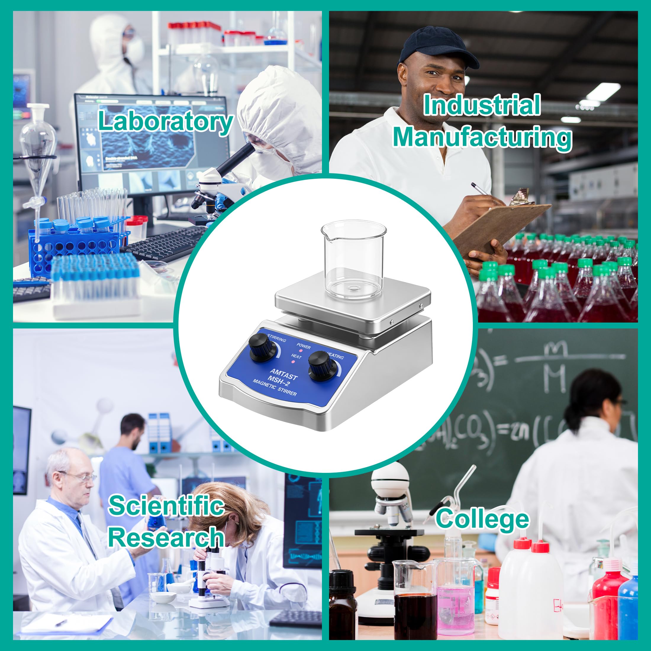 Agitatore magnetico con piastra riscaldante, frullatore e supporto termometro, per riscaldamento e laboratorio, piastra magnetica