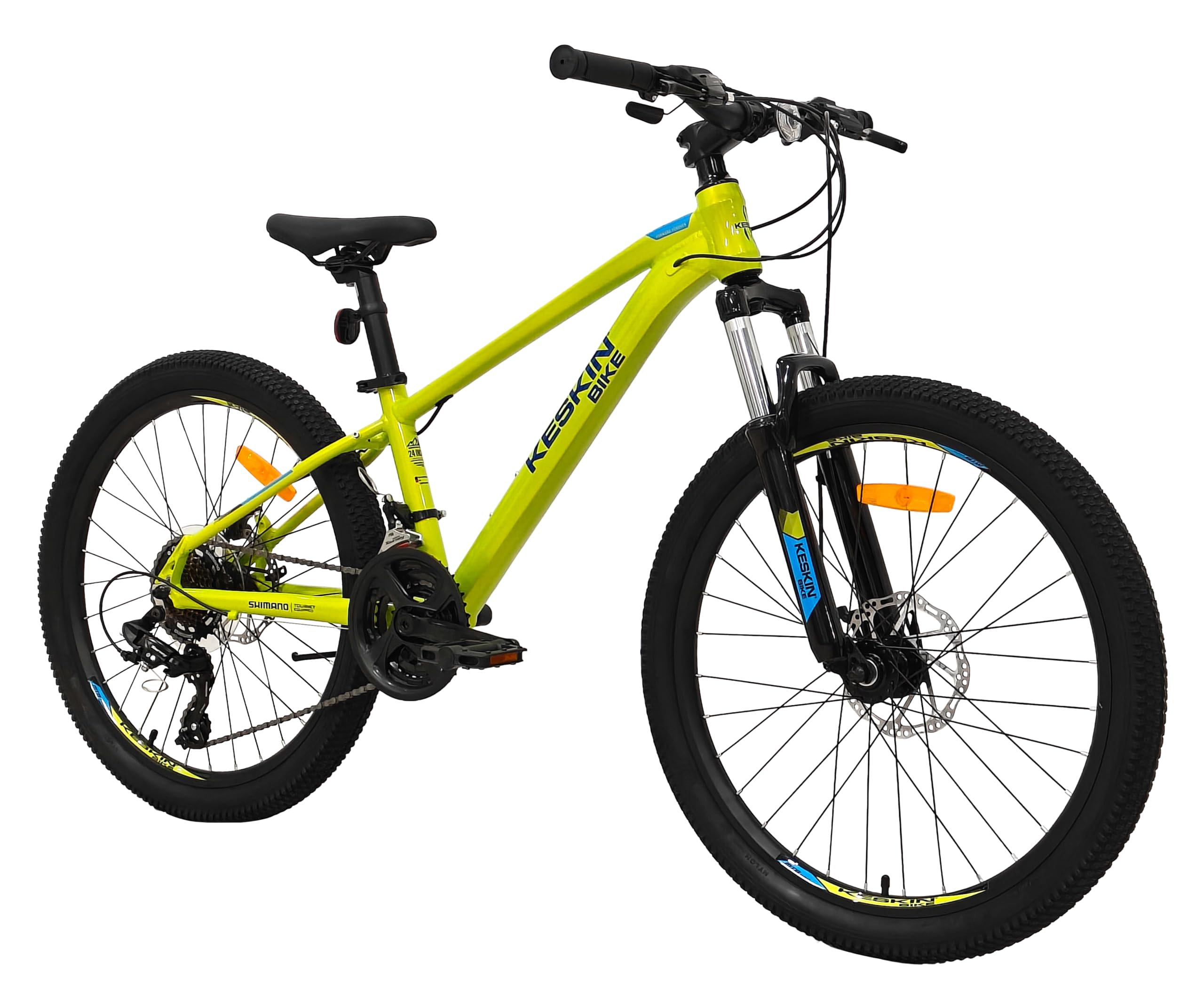 Keskin HT MTB1 VTT pour Enfant 24" – 21 Vitesses, pneus 2,35", Freins à Disque, Cadre en Aluminium, Vert Fluo