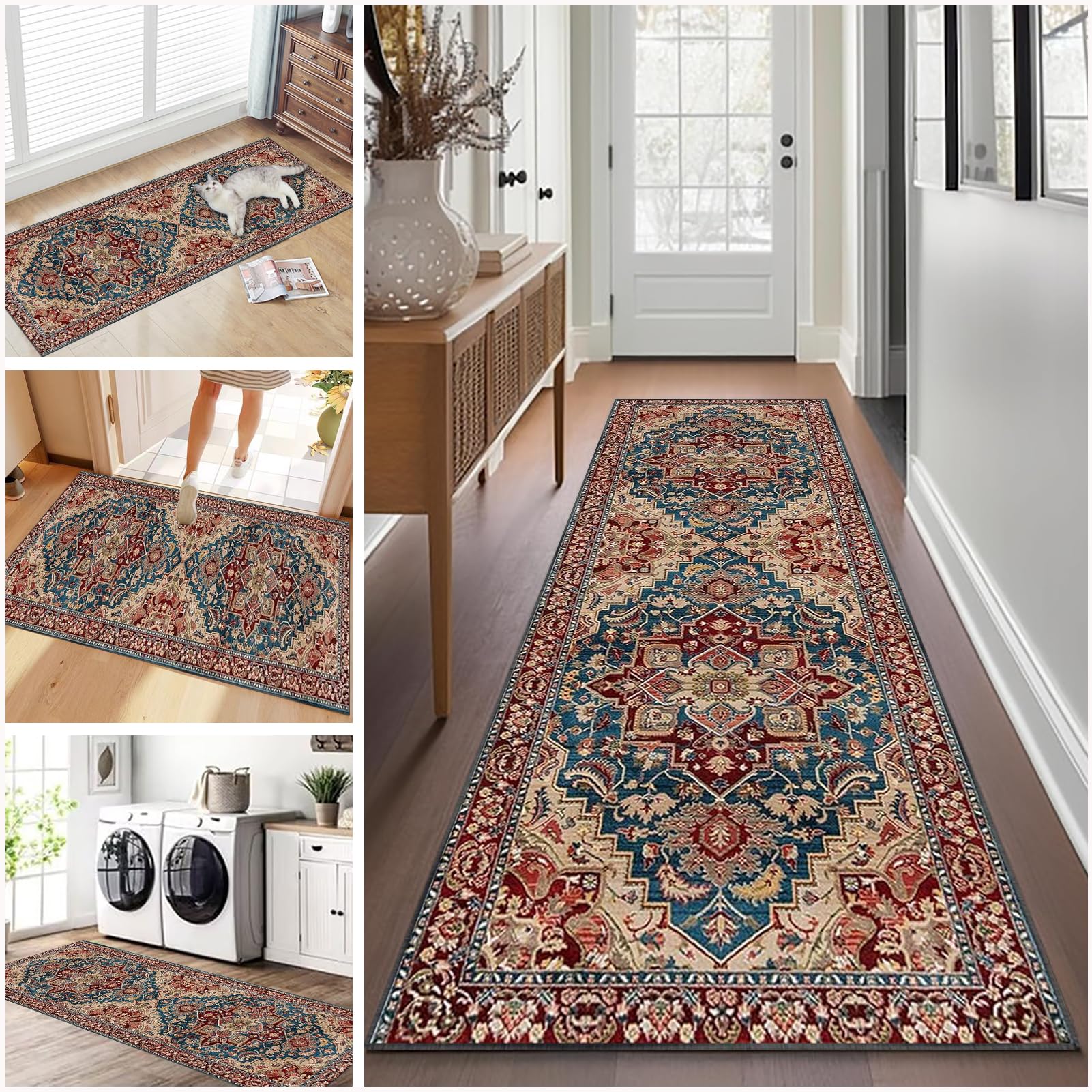 Teppich Läufer für Küche, Flur & Wohnraum 70 x 200 cm Rutschfest Waschbar Küchenteppich Flurteppich Läufer Lang Fußmatte Flur Runner Teppiche kurzflor Korridor Teppich Teppichläufer für Entryway