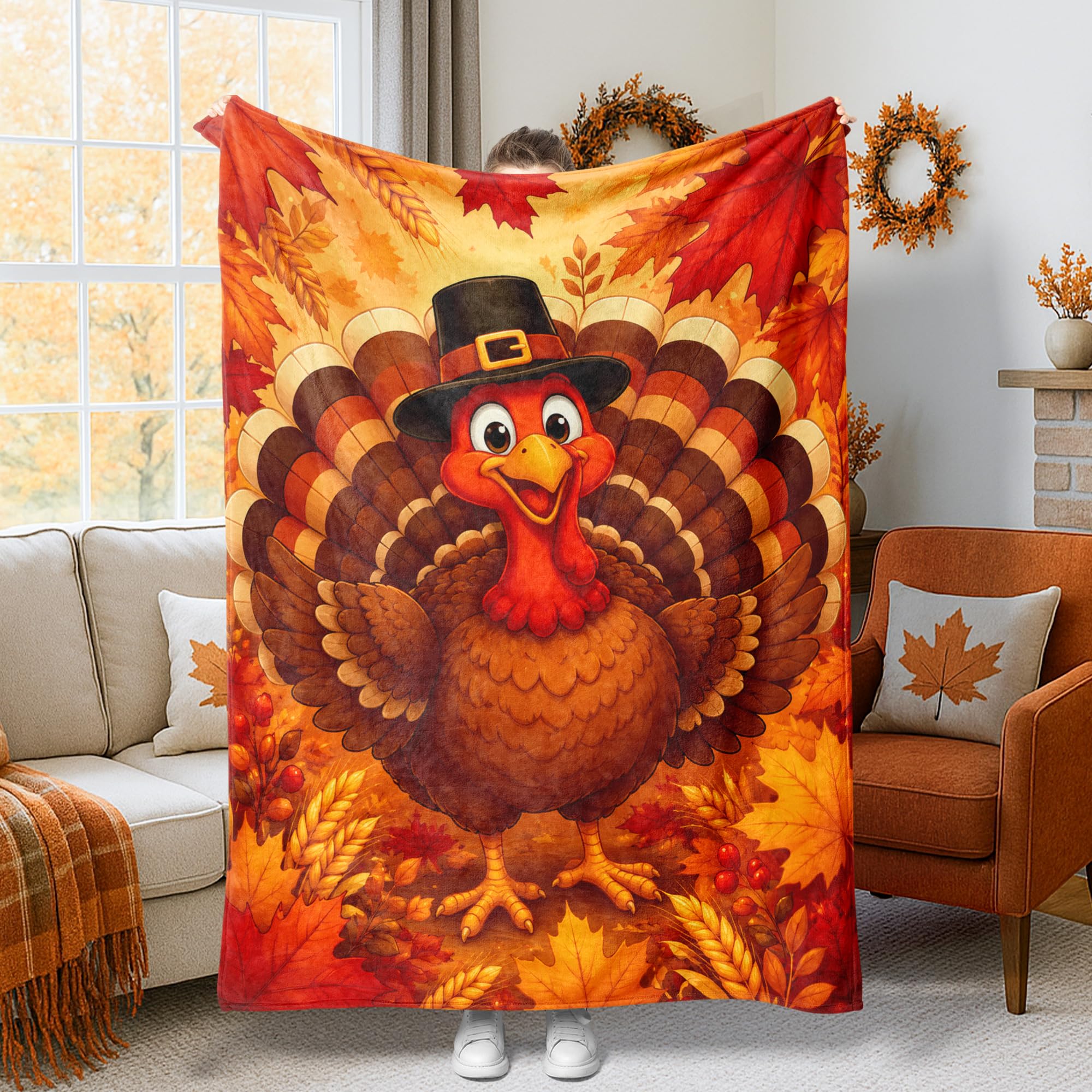 Couverture Thanksgiving en peluche pour partager la chaleur des fêtes en famille