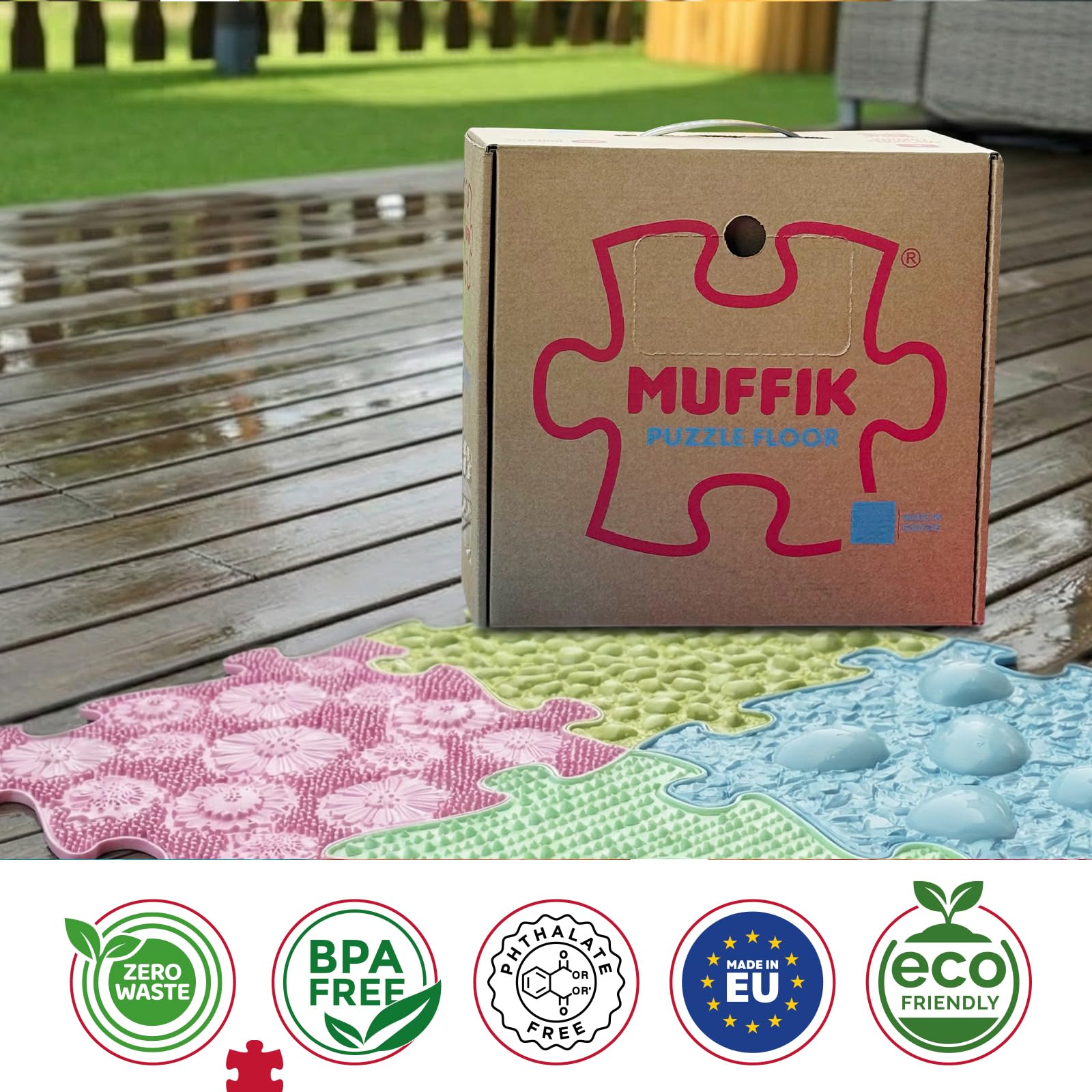 MUFFIK Zestaw mat sensorycznych, Werde EIN MUFFIK Puzzle dla niemowląt, ortopedyczne kamienie do balansowania dla dzieci, pastelowe kolory, zabawki sensoryczne, 4 części, 55 x 55 cm, mata do zabawy