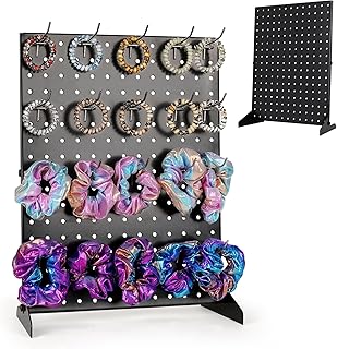 Metal Pegboard Display Stand for Craft Shows Standing Pegboard Jewelry Display Stands for Vendor Events Retail Rack for Selling, Pin Stickers & Keychain Peg Board (Black)