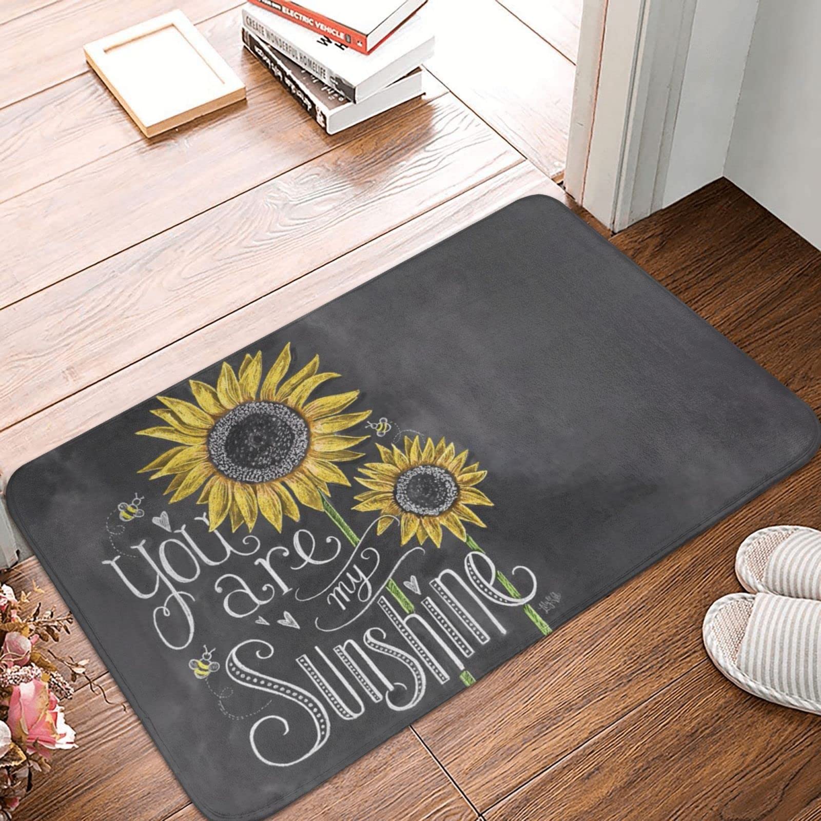 Tapis de bienvenue tournesol camping-car anti-saleté pour sol extérieur propre