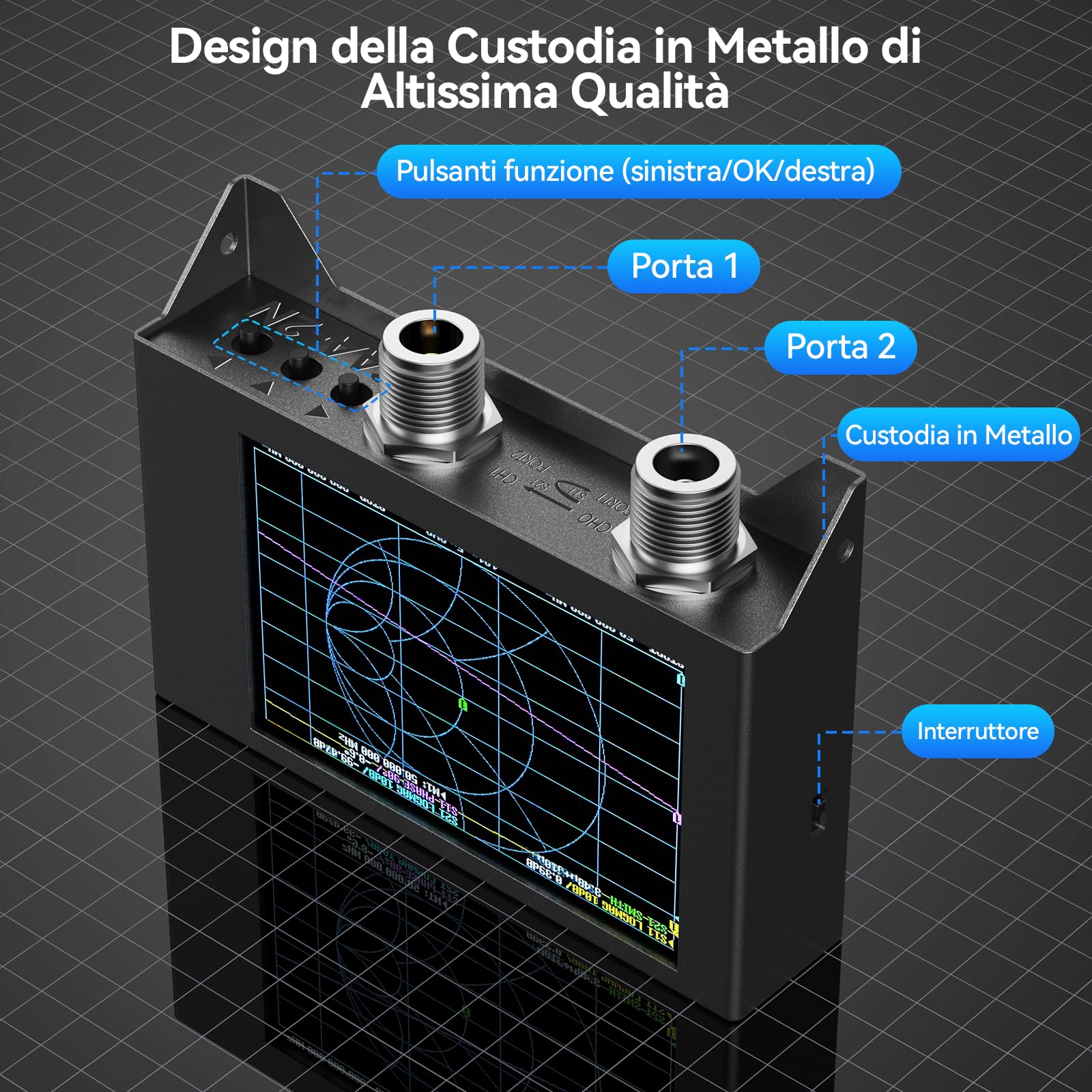 Seesii NanoVNA SAA-2N Analizzatore di Antenna, Analizzatore di Rete Vettoriale 4 Pollici LCD 50KHz-3GHz HF VHF UHF per Misurazione S Parametri e Smith Chart con Borsa Portatile
