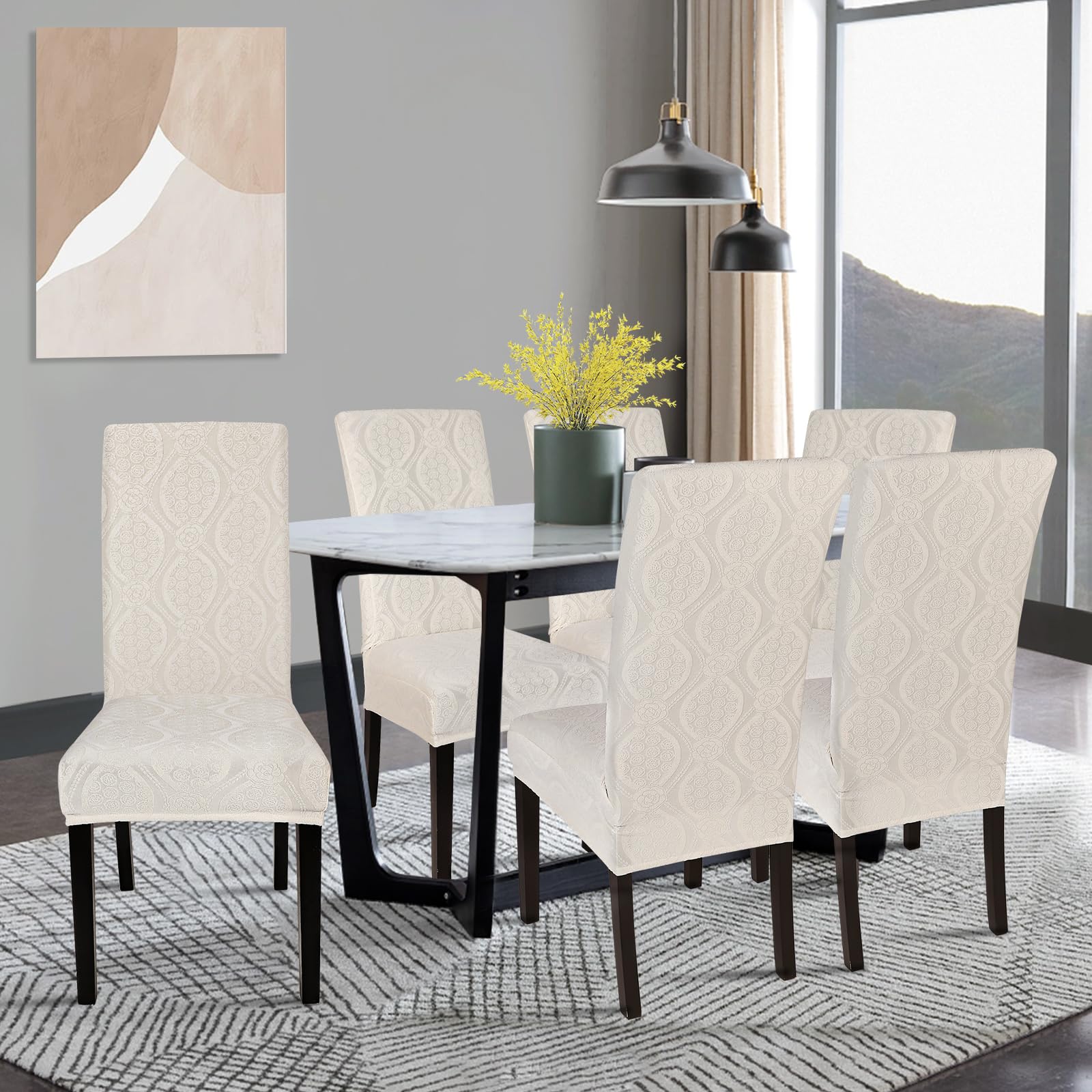 SearchI Waterproof Dining Room Chair Covers 6 Pack - Image 2