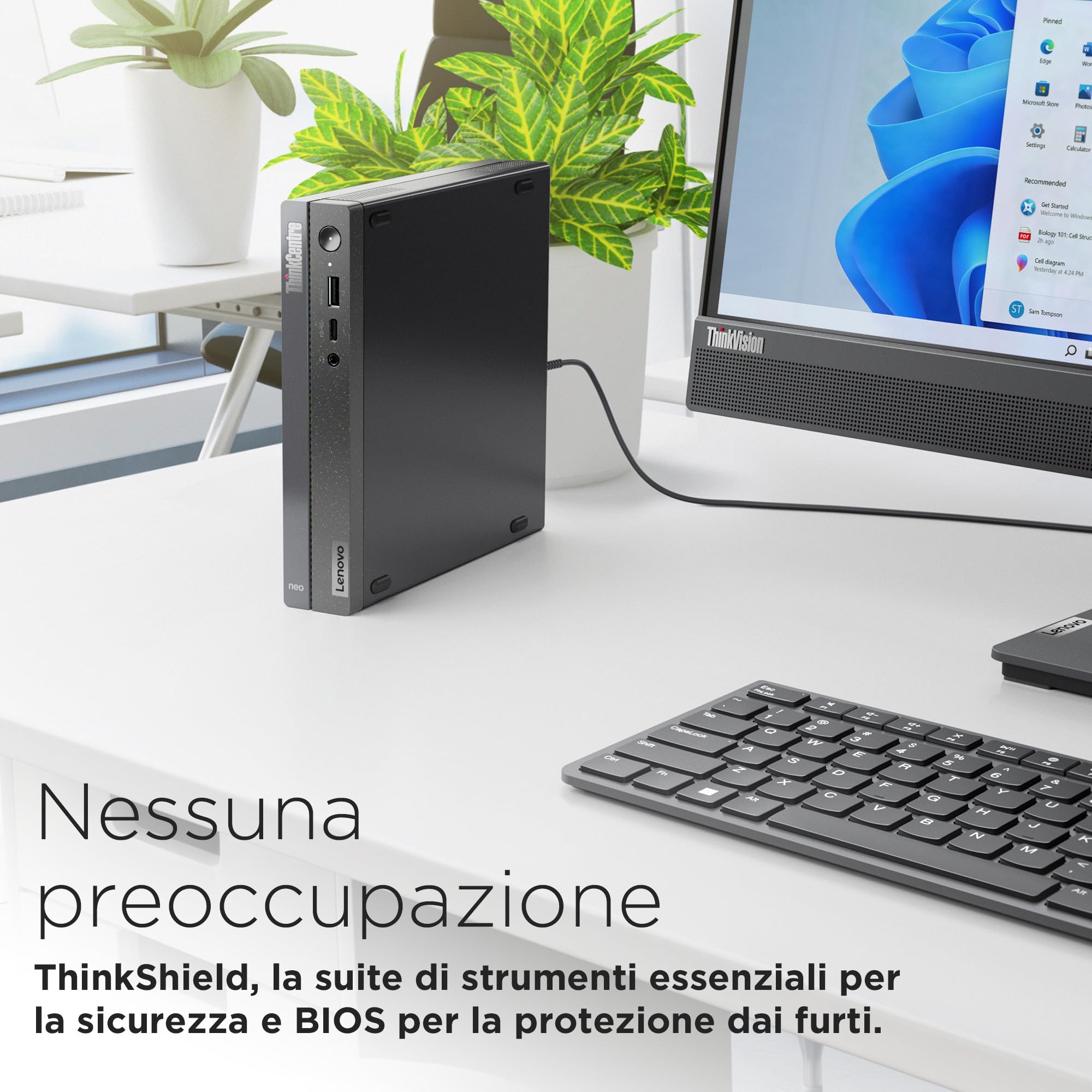 Lenovo - Mini PC Desktop ThinkCentre Neo 50q Gen 4, Pc Fisso Ufficio con Windows 11 Pro, Intel Core i5-13420H - Computer Compatto con RAM 8GB DDR4, 512GB SSD NVMe, Wi-Fi 6, Bluetooth 5.1, USB-C e HDMI