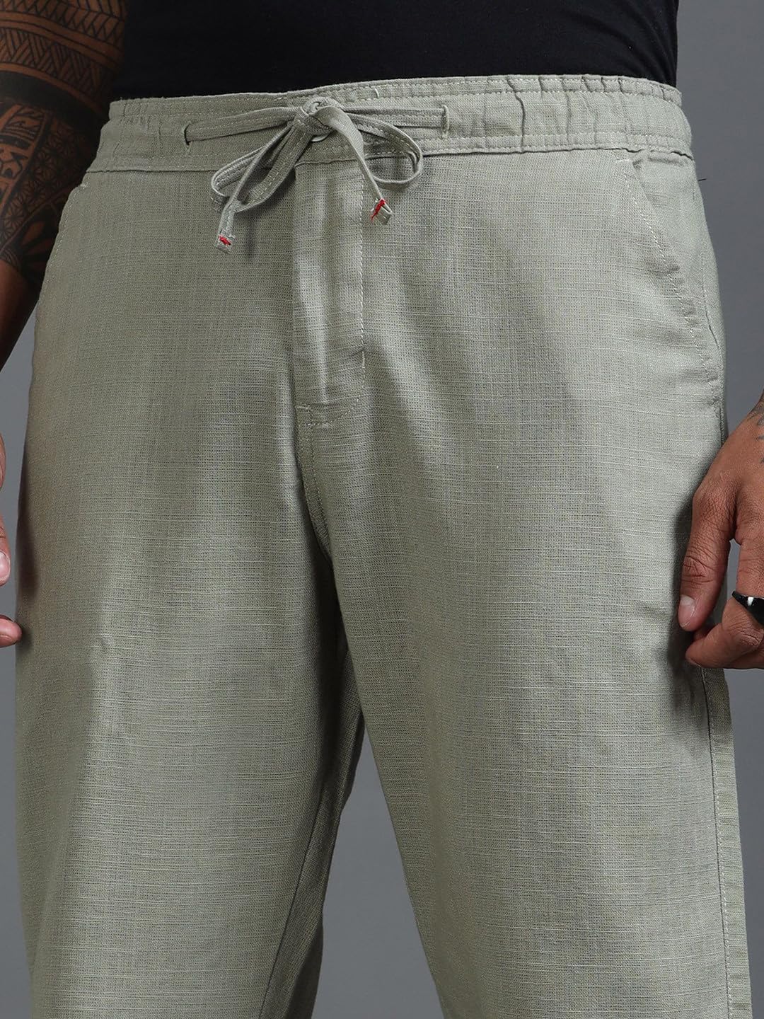 Shasmi Pantaloni da uomo in lino di cotone bianco, vestibilità comoda, casual, estivi, con coulisse, leggeri, comodi, per la spiaggia e tutti i giorni (pantaloni 289)