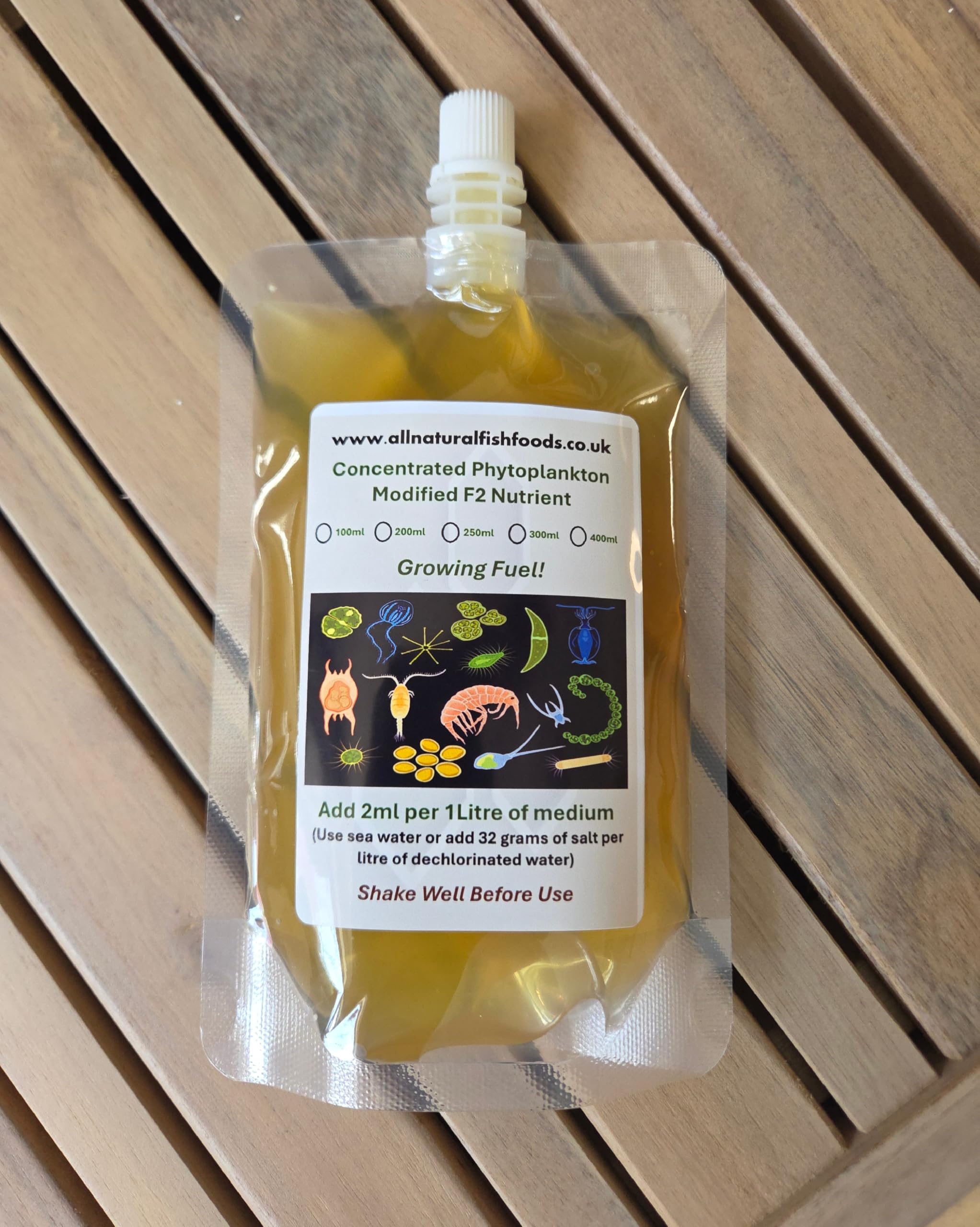 300ml Phytoplankton Growing Nutrient (Modified Guillards F2 Formula) - Concentrated formula with added Vitamin B1, B7, B12 and Trace Minerals - Makes 150L