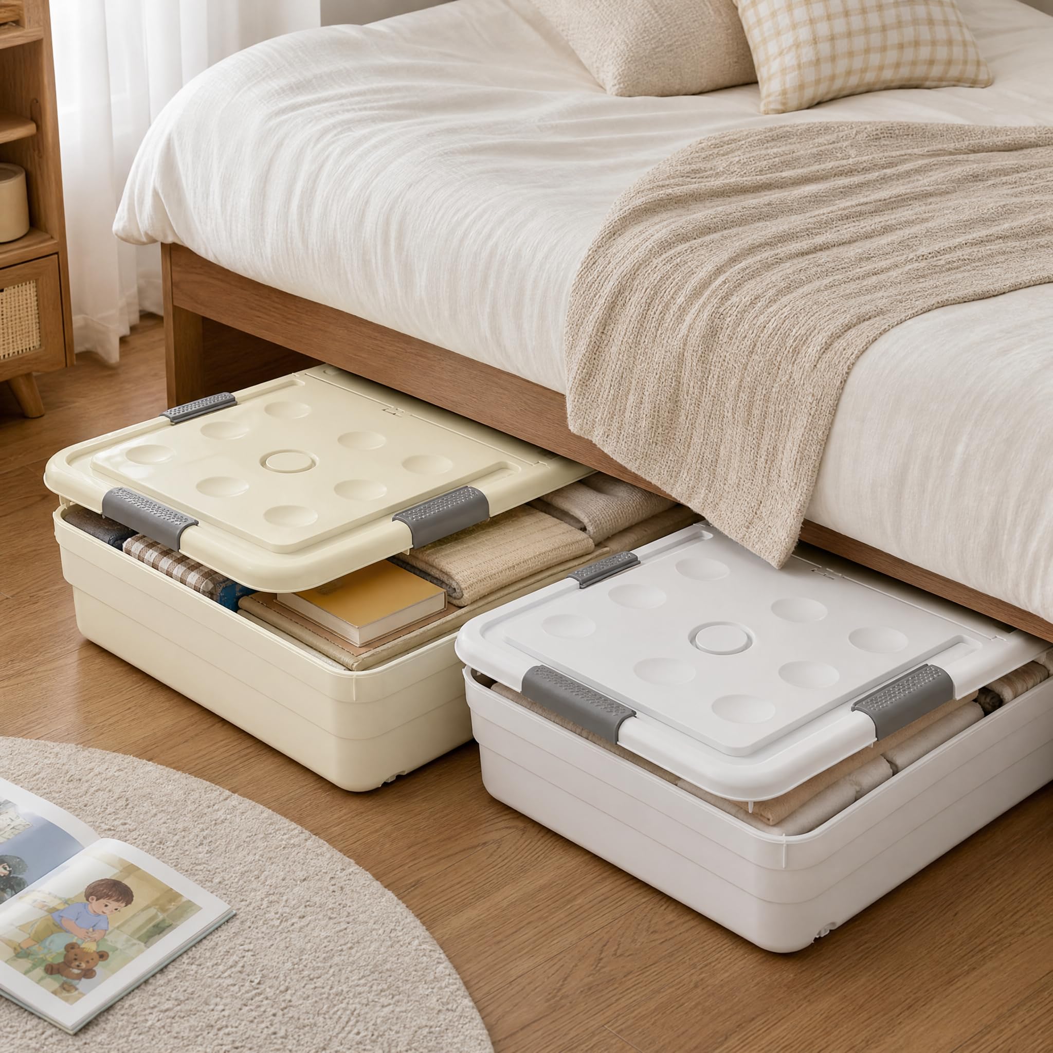 Organizer Portaoggetti Sottoletto, Bianco elegante 100x52x29cm