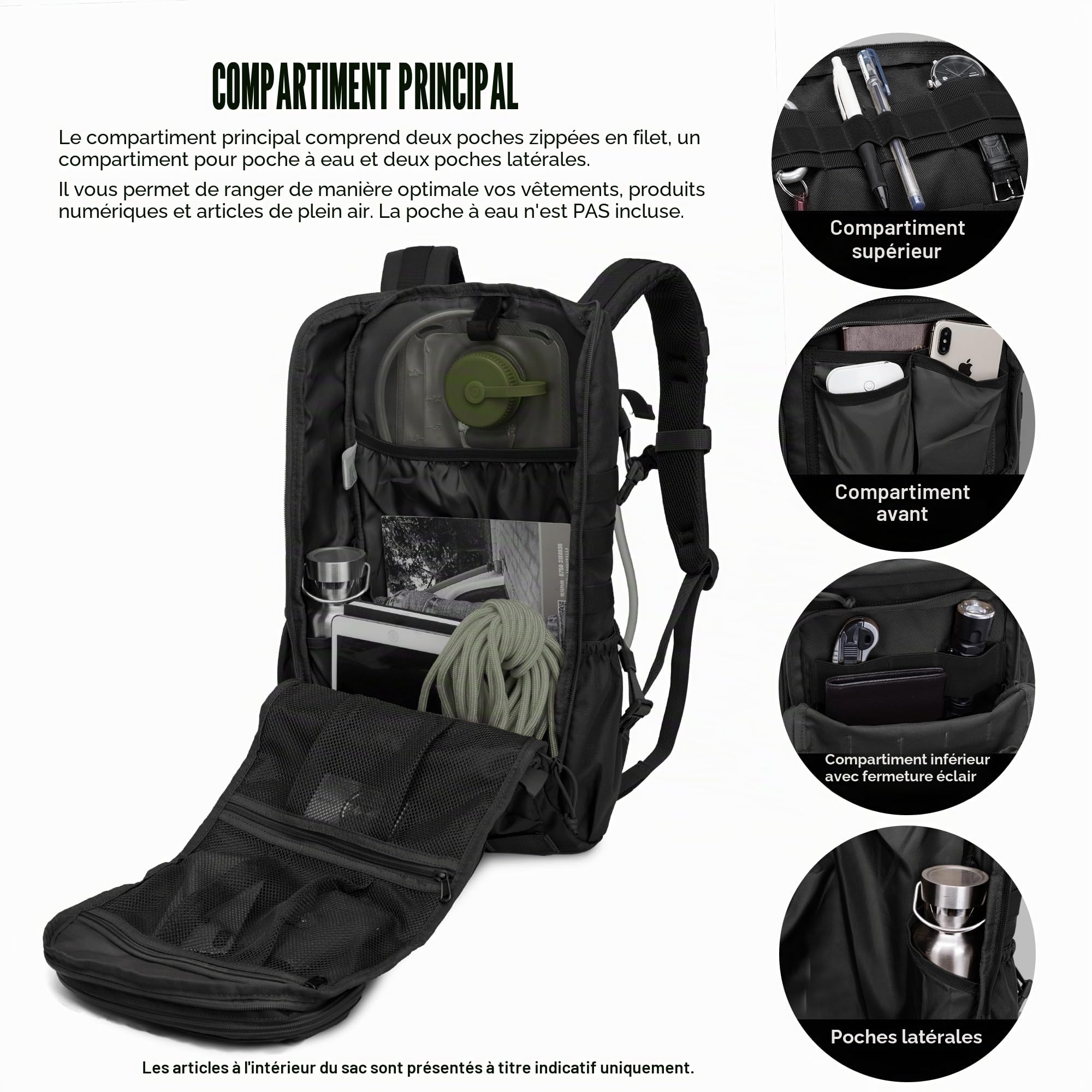 Mardingtop 28L Sac à dos de Randonnée en Plein air Sac à dos Style Tactique Militaire Multifonctionnelle Adulte Sac à dos de Voyage Système MOLLEY Rucksack