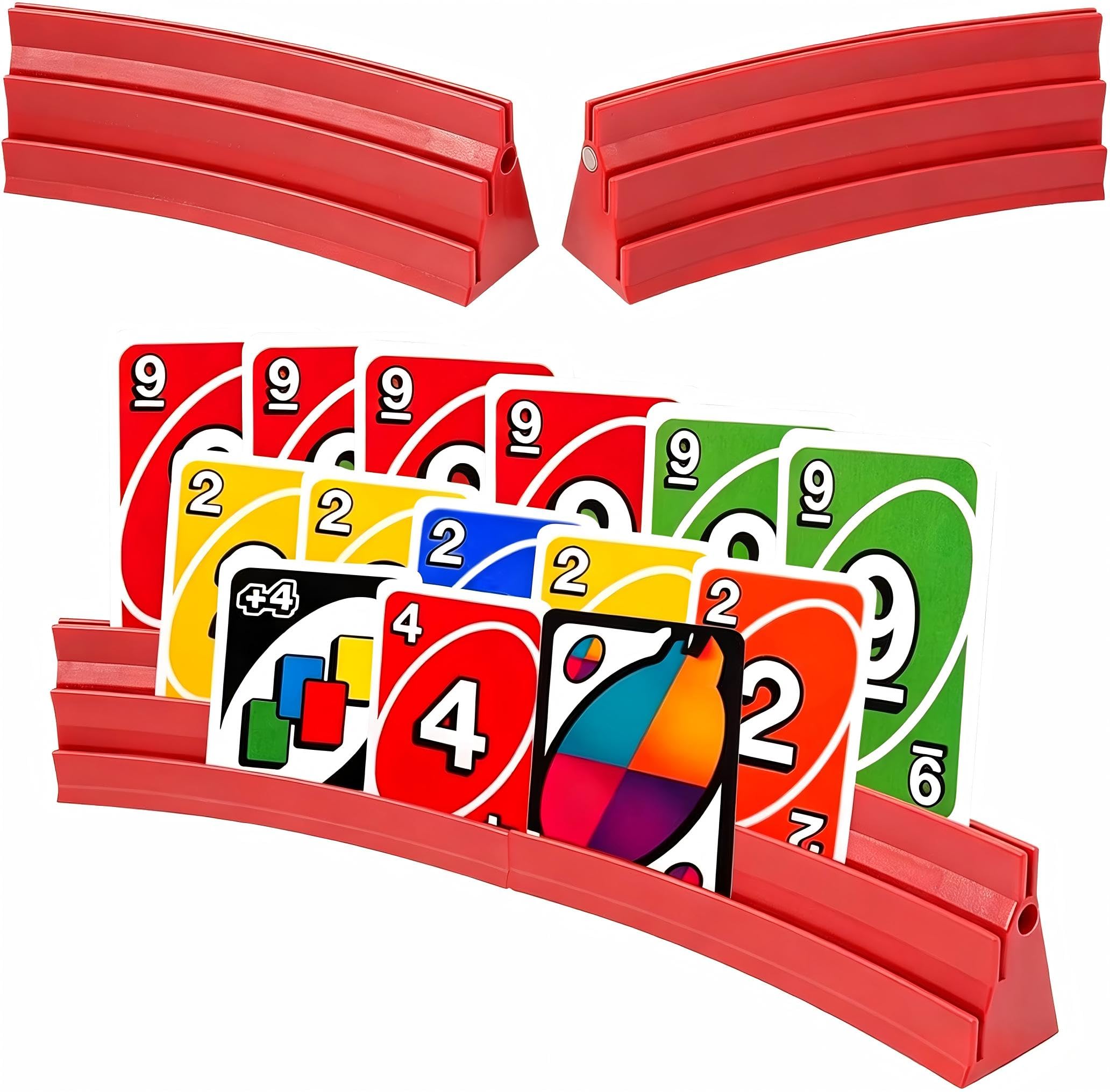 4 Pezzi Supporto di Carte da Gioco, Porta Carta da Giochi Ergonomico Supporti Carte da Gioco con Design Curvo Porta Carta a Mani Libere Portatile Supporto per Carti da Gioco Plastica