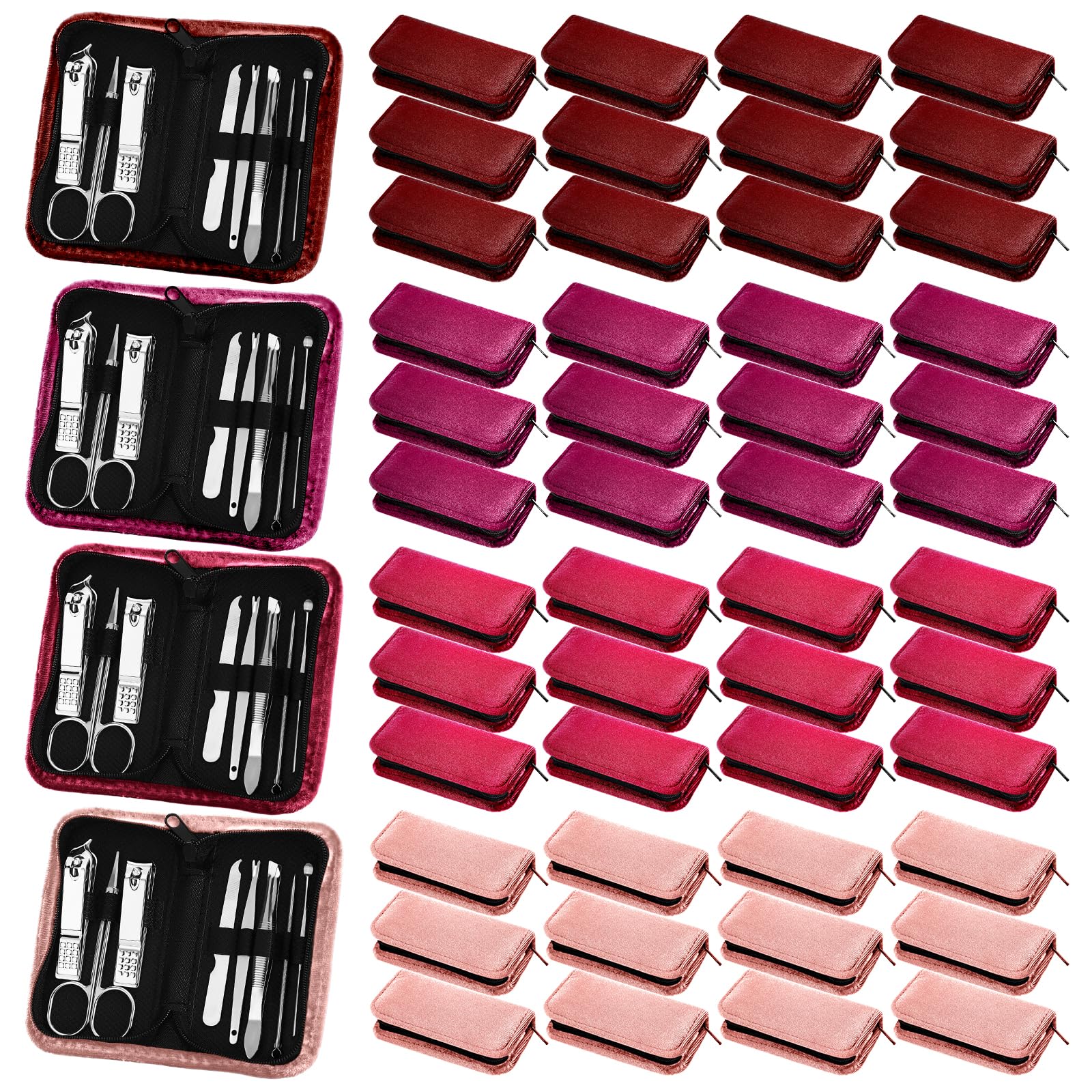 Coume 48 Set Men Gift Bulk Nail Care Kit Stainless Steel 8 in 1 Manicure and Pedicure Set with Travel Case Stocking Stuffers Baby Shower Prizes for