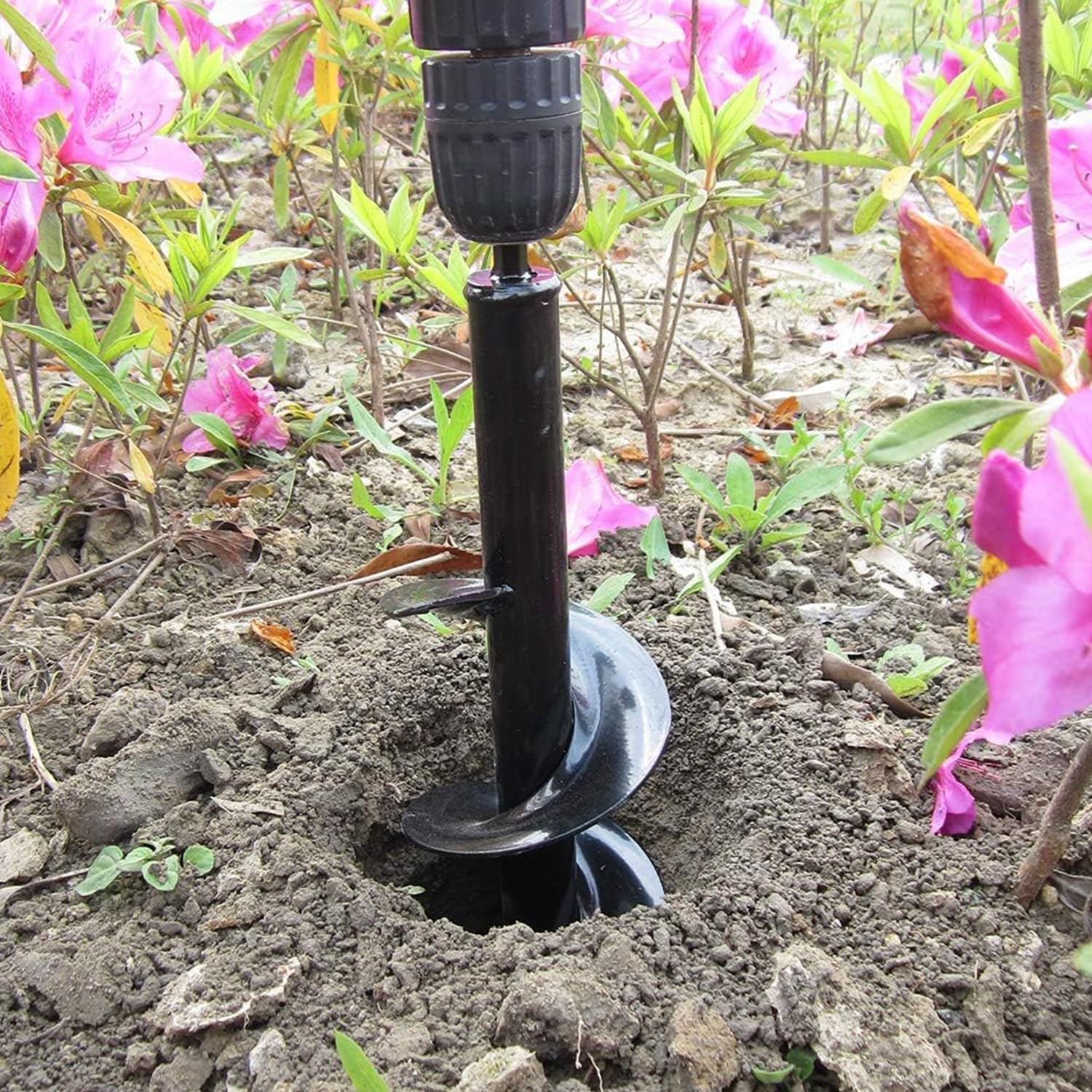 2 Piezas Broca Espiral de Jardín, Broca de Barrena de Tierra, Broca de Taladro Espiral,Broca Perforadora para Plantación de Bulbos y Excavación de Agujeros(8 x 30 cm,4 x 22 cm)
