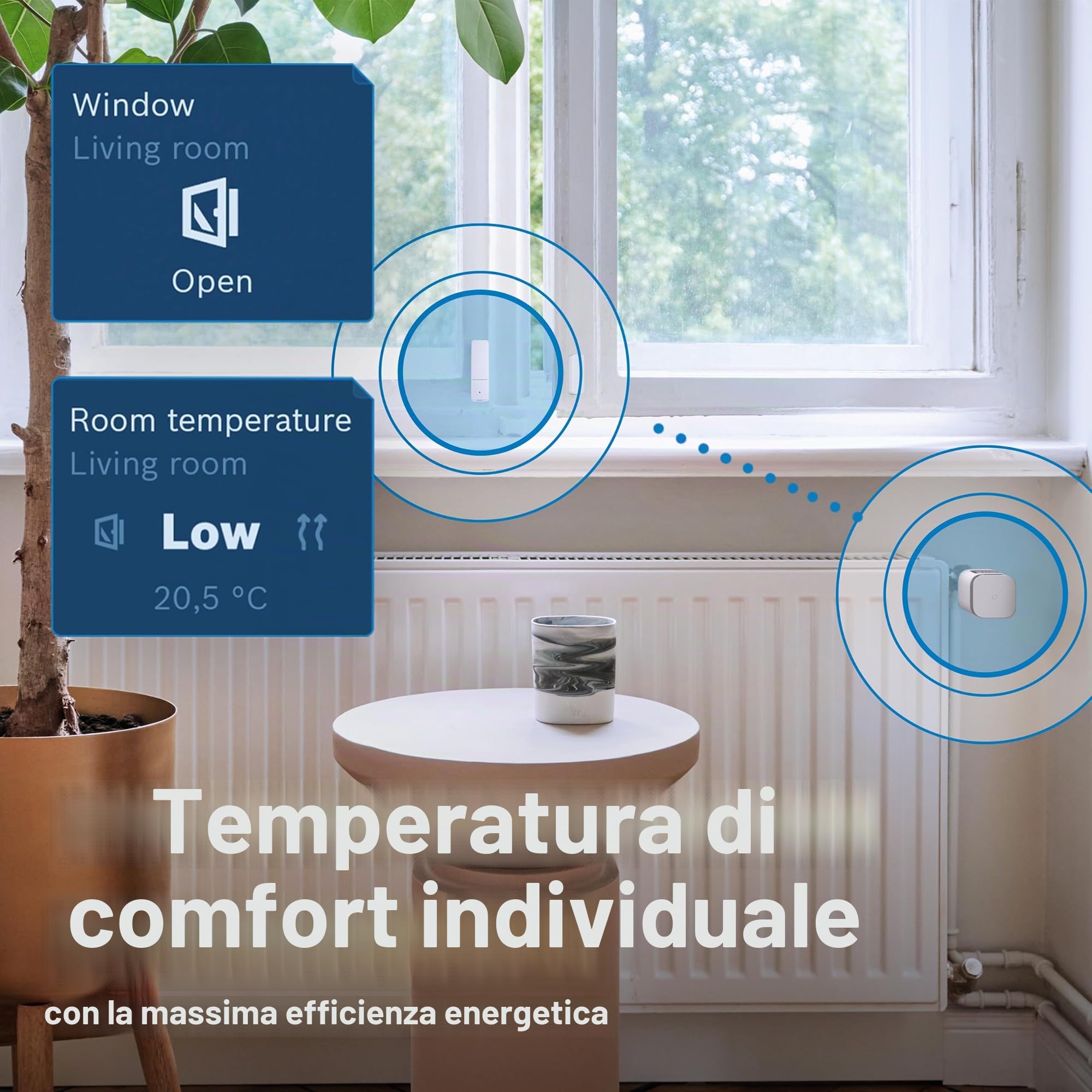 Bosch Smart Home Termostato per radiatore II [+M], termostato intelligente, uso flessibile nel sistema Bosch Smart Home o in sistemi Matter di diversi produttori