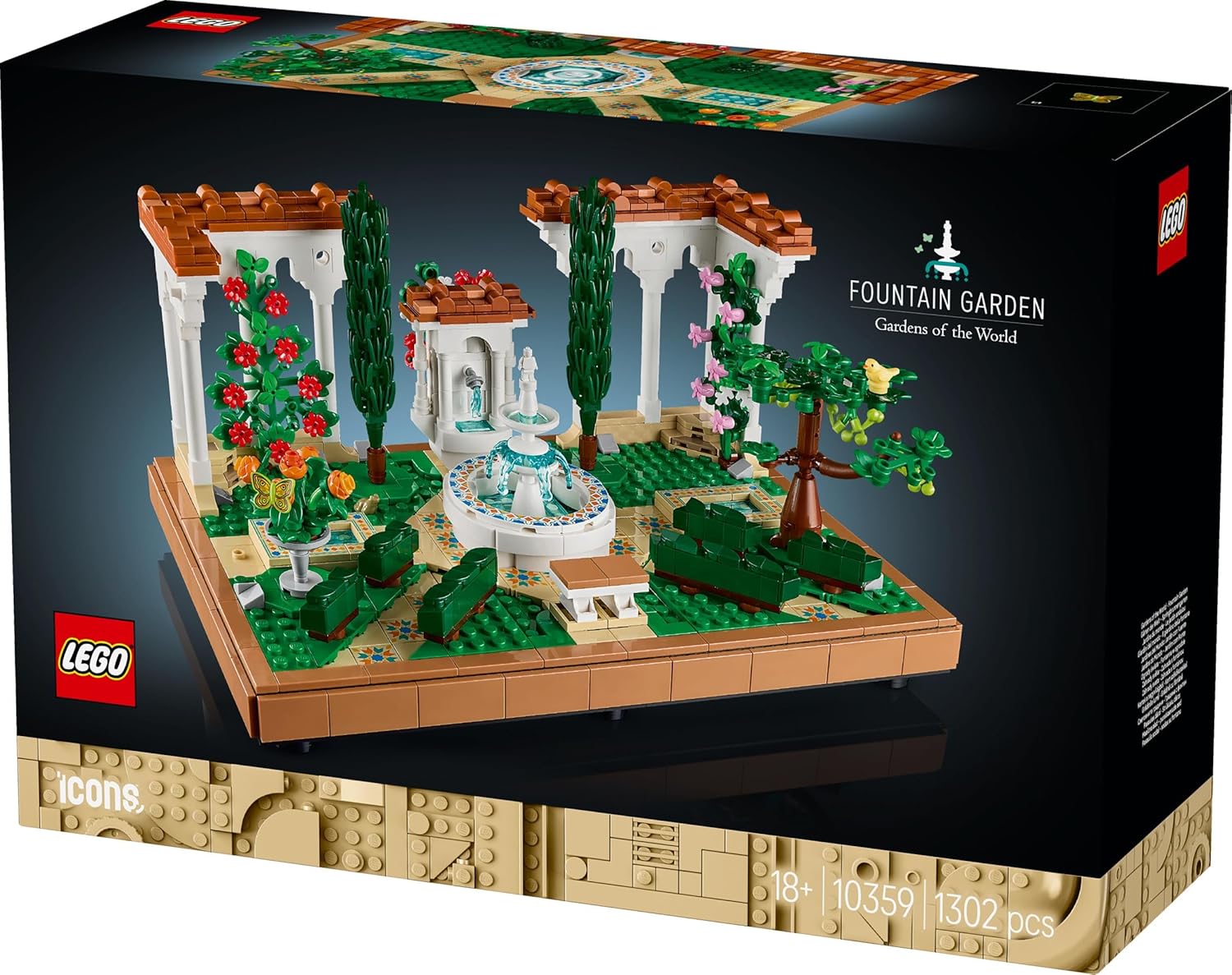 Lego 10359 Icon Fountain Garden Toy Birthday Present Block Mother's Day Father's Day Men Women Interior Stylish