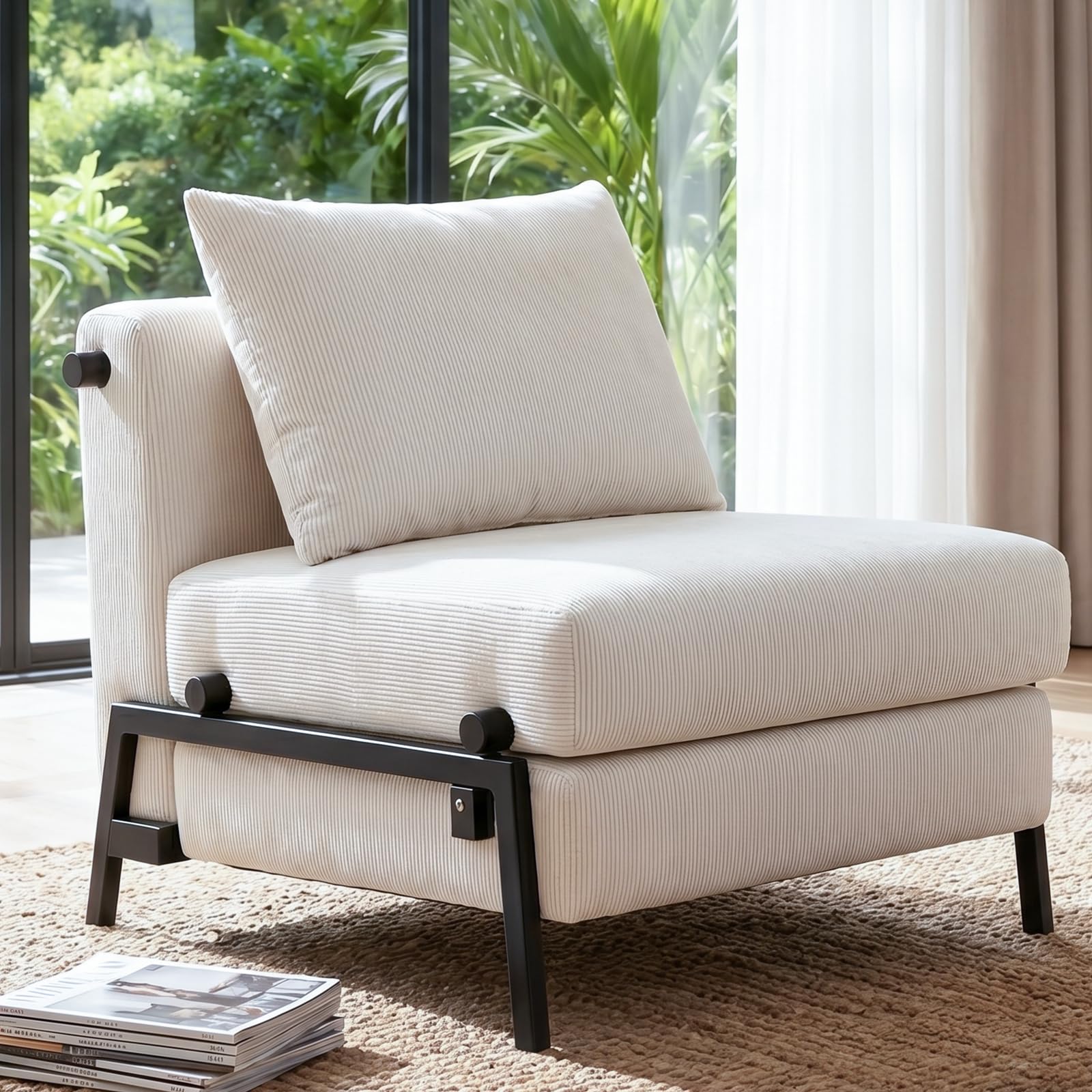 Generisch 2-in-1 Schlafsofa mit Bettfunktion, Cord Schlafcouch mit Kopfkissen, Bequeme Schlafcouch für Kleine Wohnzimmer, Schlafzimmer und Gästezimmer