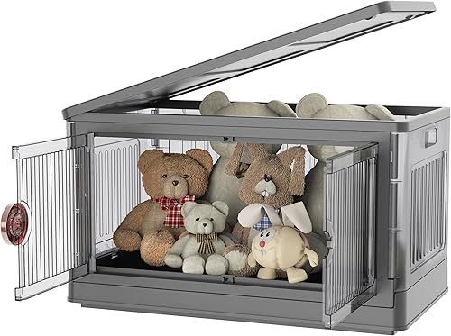 Contenedores de almacenamiento de plástico de 19.5 galones para organizador de armario, plegables de plástico, apilables, organizadores de armario y