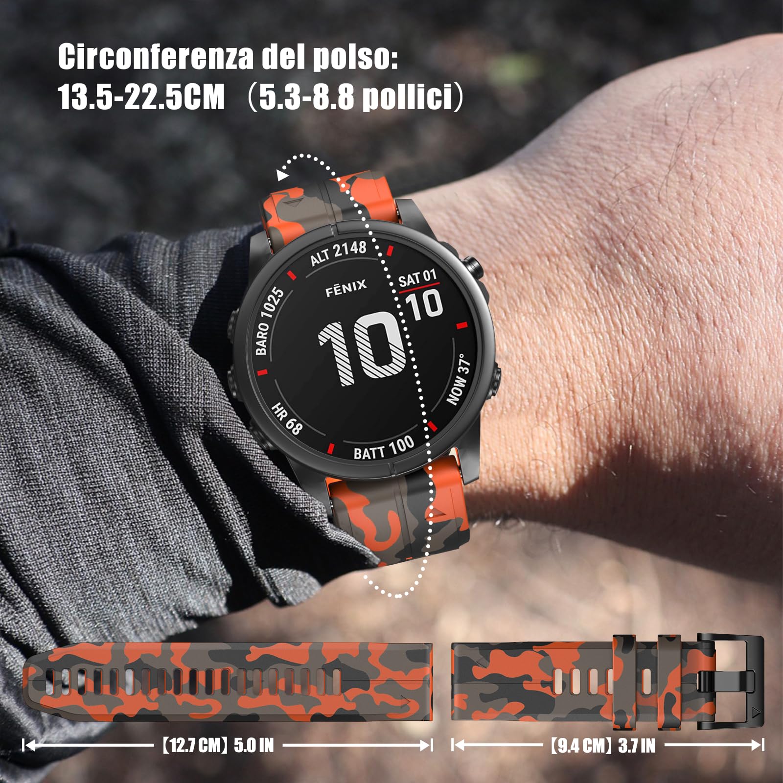 Cinturino Per Garmin Fenix/Forerunner/Instinct - Silicone 22mm, Multicolore - Foto 3