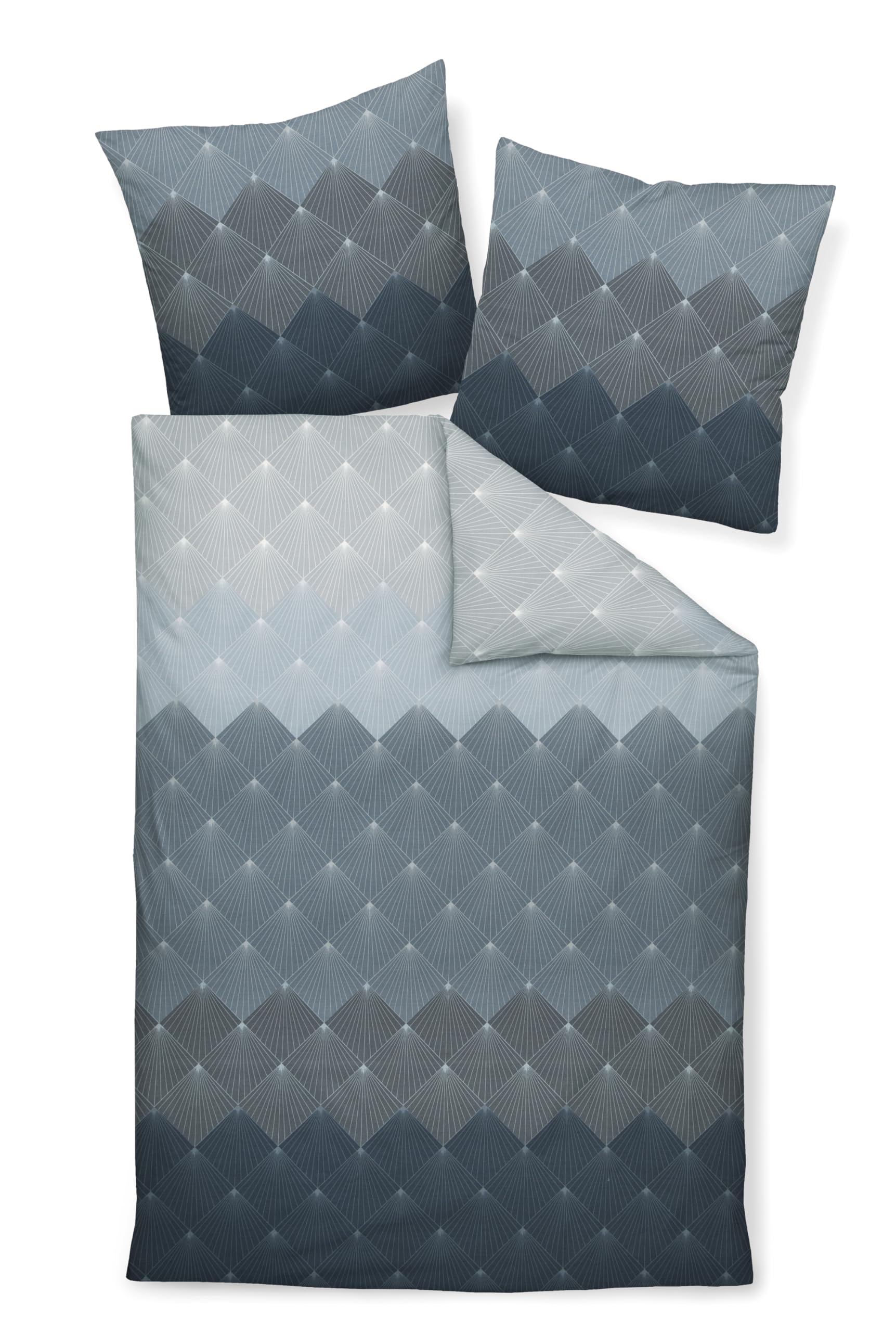 Janine Biancheria da letto 155 x 200 cm + 80 x 80 cm J. D. - Morbido copripiumino in raso makò, con chiusura lampo, 100% cotone - Öko-Tex - verde salvia oliva, grigio argento