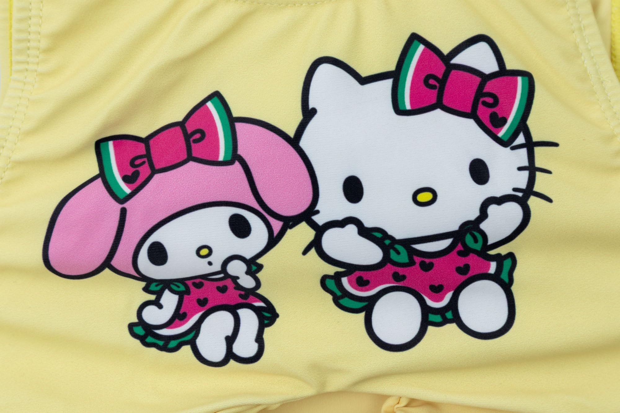 Hello Kitty Friends Bikini Niña 2 Piezas Disfraz Mar Piscina 82% Poliéster 18% Elastano Impresión Oficial Tallas 3-8 Años Rosa y Amarillo