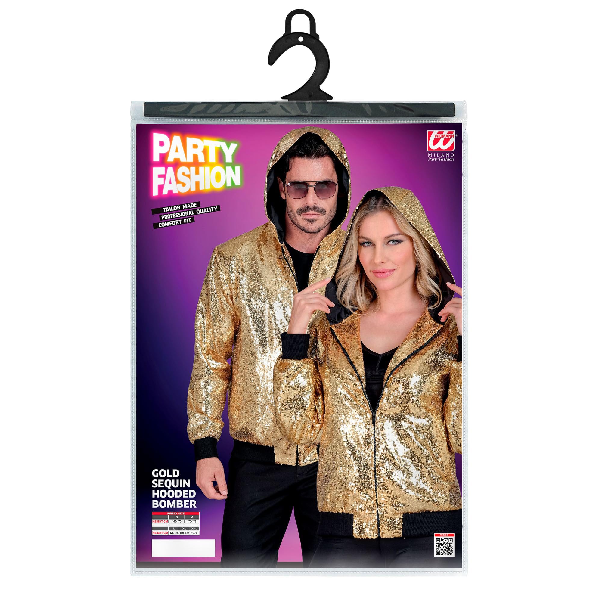 W WIDMANN MILANO Party Fashion - Chaqueta de fiesta con capucha, chaqueta de lentejuelas, traje de fiesta, disco