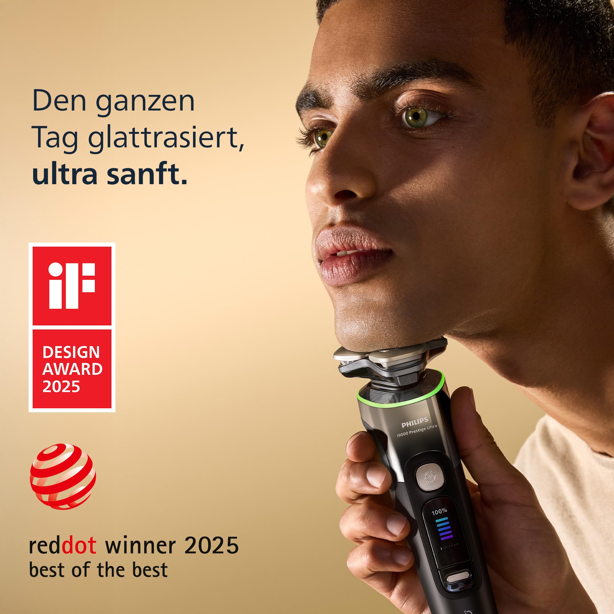 Philips i9000 Prestige Ultra elektrischer Rasierer für Herren, Nass- und Trockenrasur, schwarz, Druck- und Bewegungssensor, Trimmeraufsatz, Reinigungsstation, Ladestation, Reiseetui XP9405/31