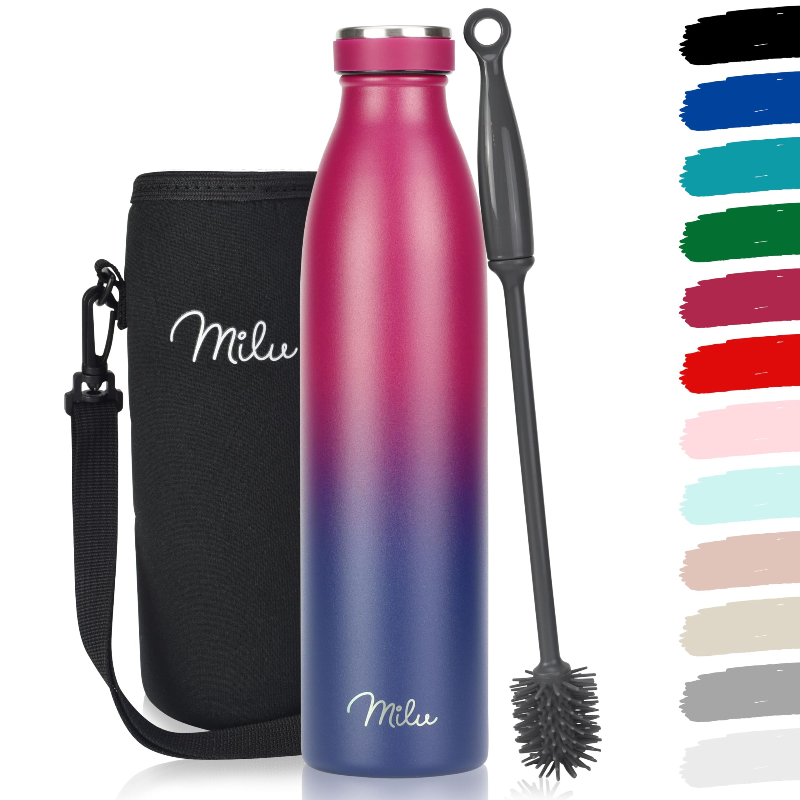 Milu Stainless Steel Drinking Bottle 350 ml - Insulated Thermo Flask for Water - Leak Proof, Insulated and Double Walled, Carbonated (Grey, 350 ml) — view 12
