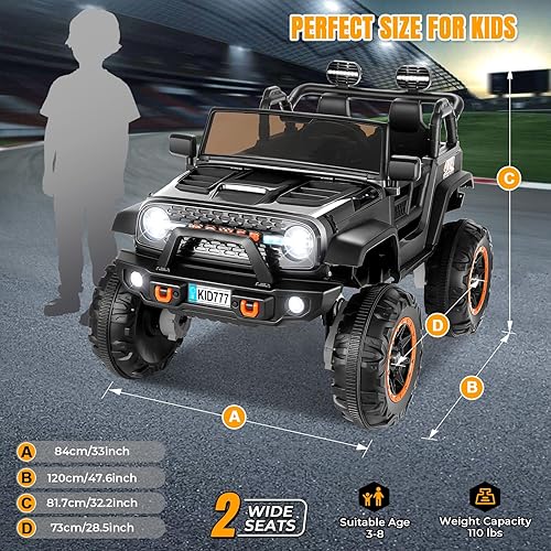 Miniatura 6 de Hikole Auto eléctrico de 24 V, camión con batería de 2 plazas con control remoto, motor potente de 4 x 100 W, suspensión de resorte, música, asiento