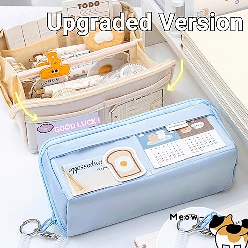 Miniatura 3 de AuraGlor Estuche para lápices de gran capacidad, organizador de 8 compartimentos para bolígrafos, papelería, cosméticos, adultos, hombres, mujeres,