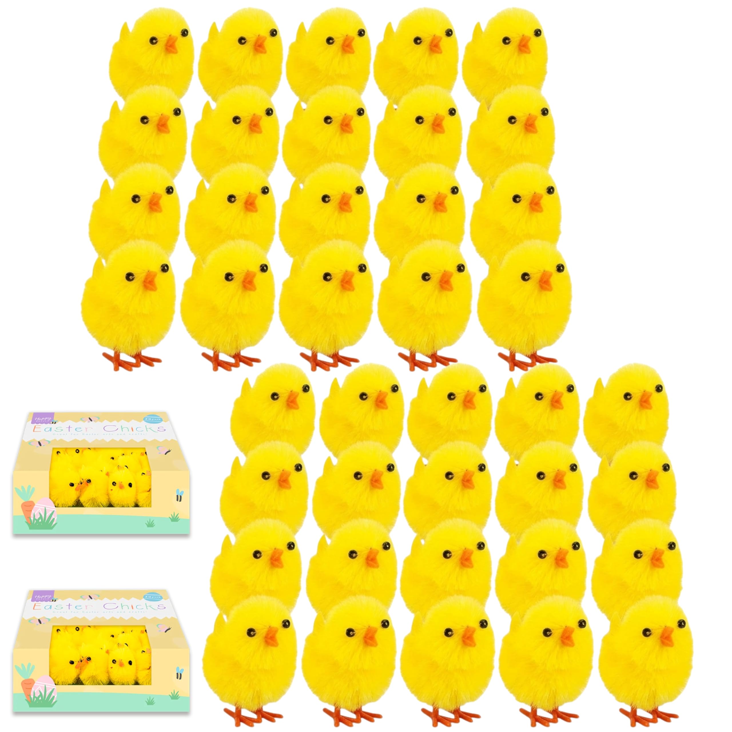 Hovuk 40Pcs Easter Chicks Mini Easter Chick Craft Decorations 40 Packs – Small Yellow Easter Chicks For Easter Crafts, Easter Basket Stuffers, Diy Easter Decorations, Spring Party Decor, Kids Craft Supplies