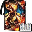 Hlisippa 4 Pocket Card Binder, Holds 50 Pages 400 Pockets, PU Trading Card Binder, Card Folder with Zipper Wrist Strap, Large Capacity Collection Binder