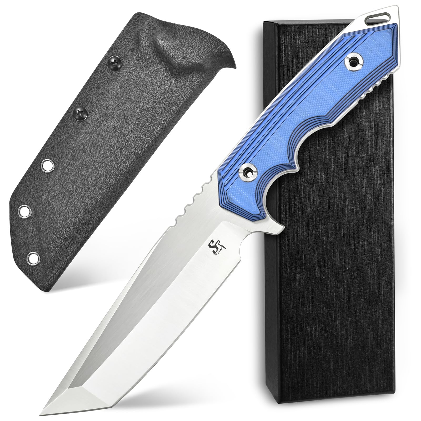 Sitivien ST19 Fixed Blade Knife 154CM Stainless Steel Blade Colorful G10 Handle Full Tang EDC Fixed Knifes for Outdoor Working Camping Hunting(Blue)