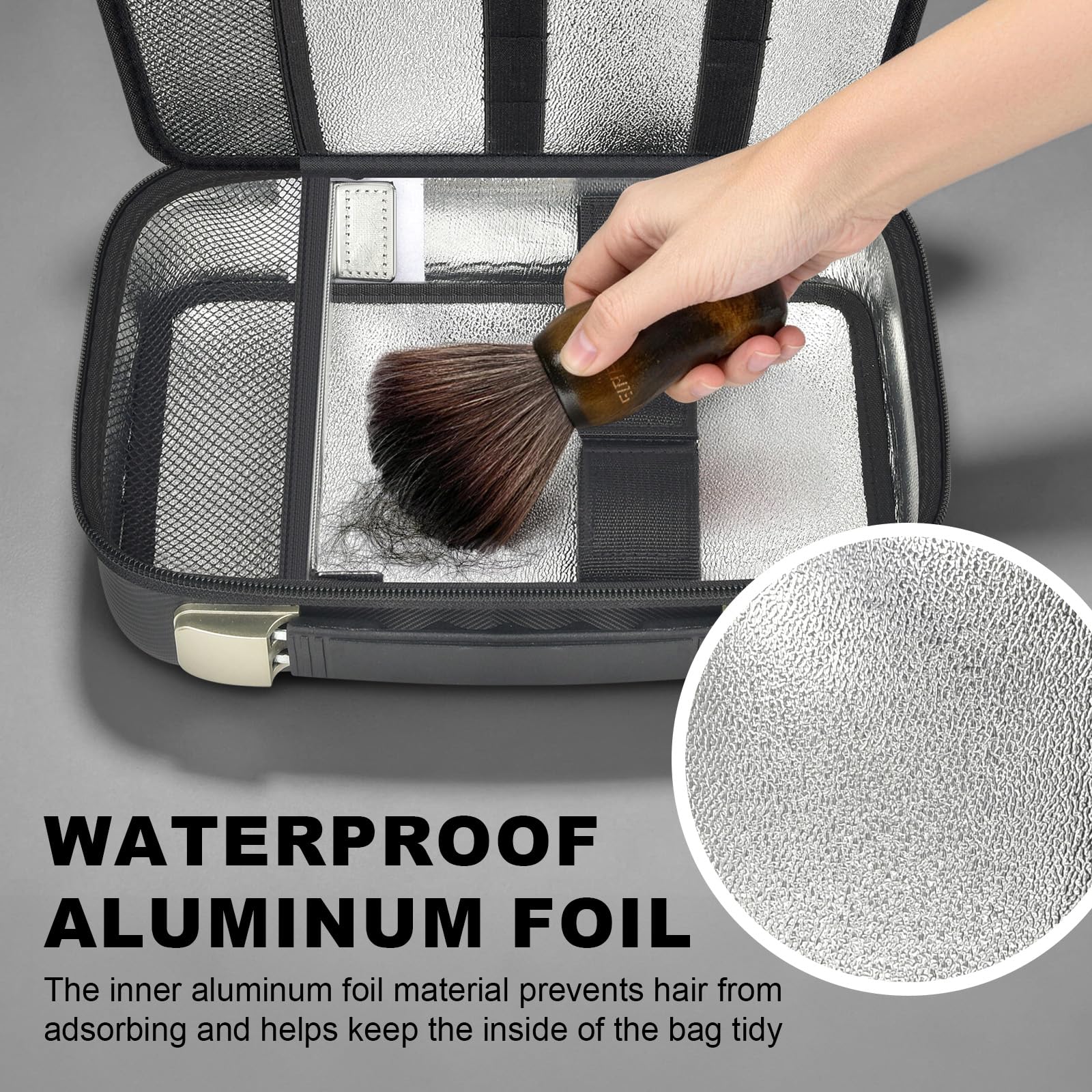 ANKHOH Friseurtasche mit leicht reinigen Aluminiumfolie Futter, Harte Eva Organizer Tasche für 3 Clippers & 4 Scheren, passt für Wahl/für Andis/für Ufree und die meisten Trimmer (Black) (schwarz)