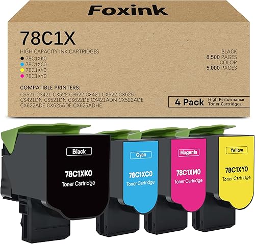 FOXINK Cartucho de tóner remanufacturado para Lexmark CS421dn CS521dn CS622de CX421adn CX522ade CX622ade CX625ade CX625adhe, (alto rendimiento de