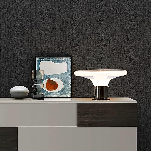 Miniatura 3 de Papel tapiz texturizado de cocodrilo de 17.3 x 394 pulgadas, color negro, papel adhesivo fácil de instalar y extraíble para gabinetes, dormitorios y