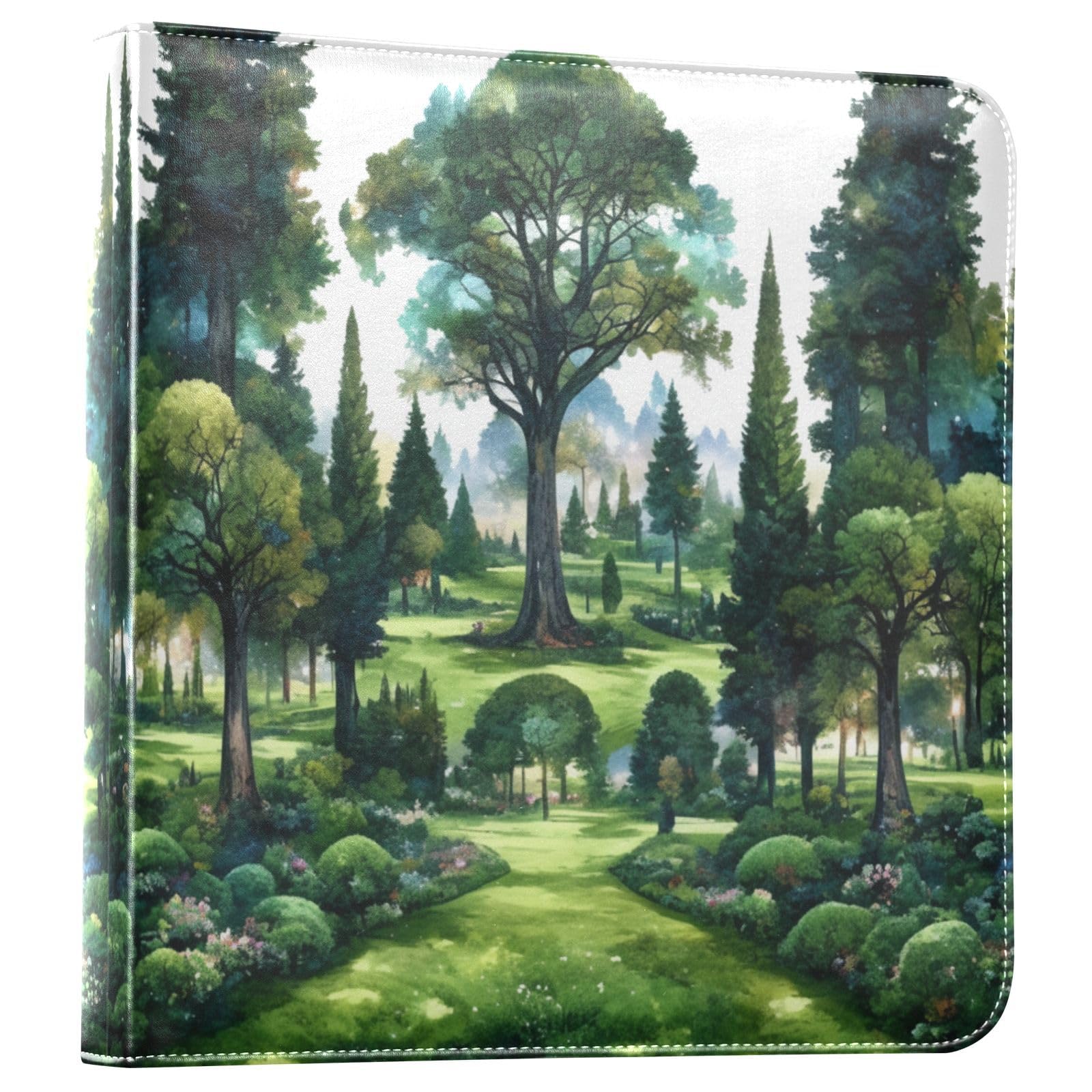 Kigai Forest Photo Album Self Adhesive Scrapbook Album Leather Cover DIY Picture Scrap Book with 20 Adhesive Sheets, 11.8x24x0.8 inch